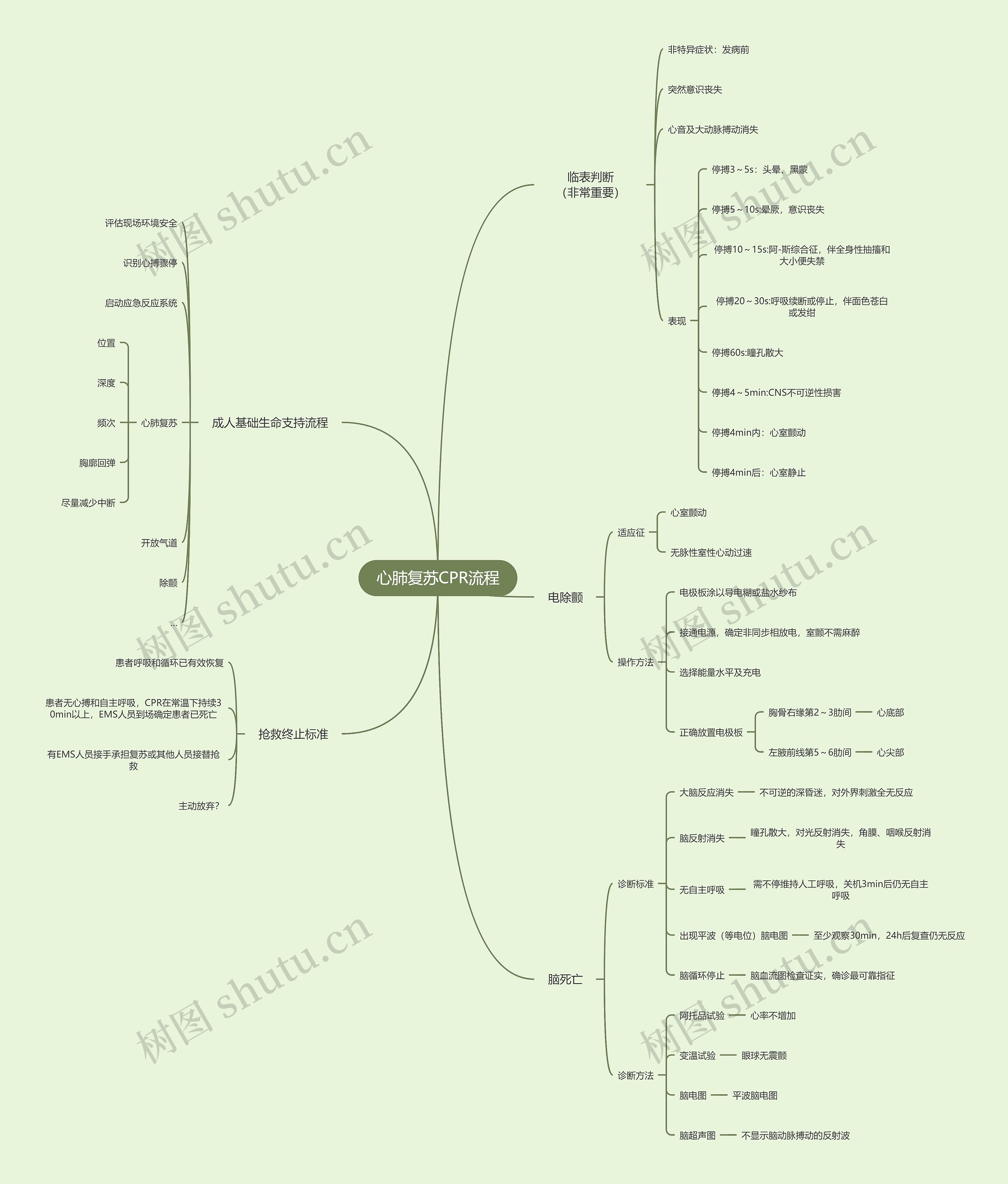 心肺复苏CPR流程思维导图
