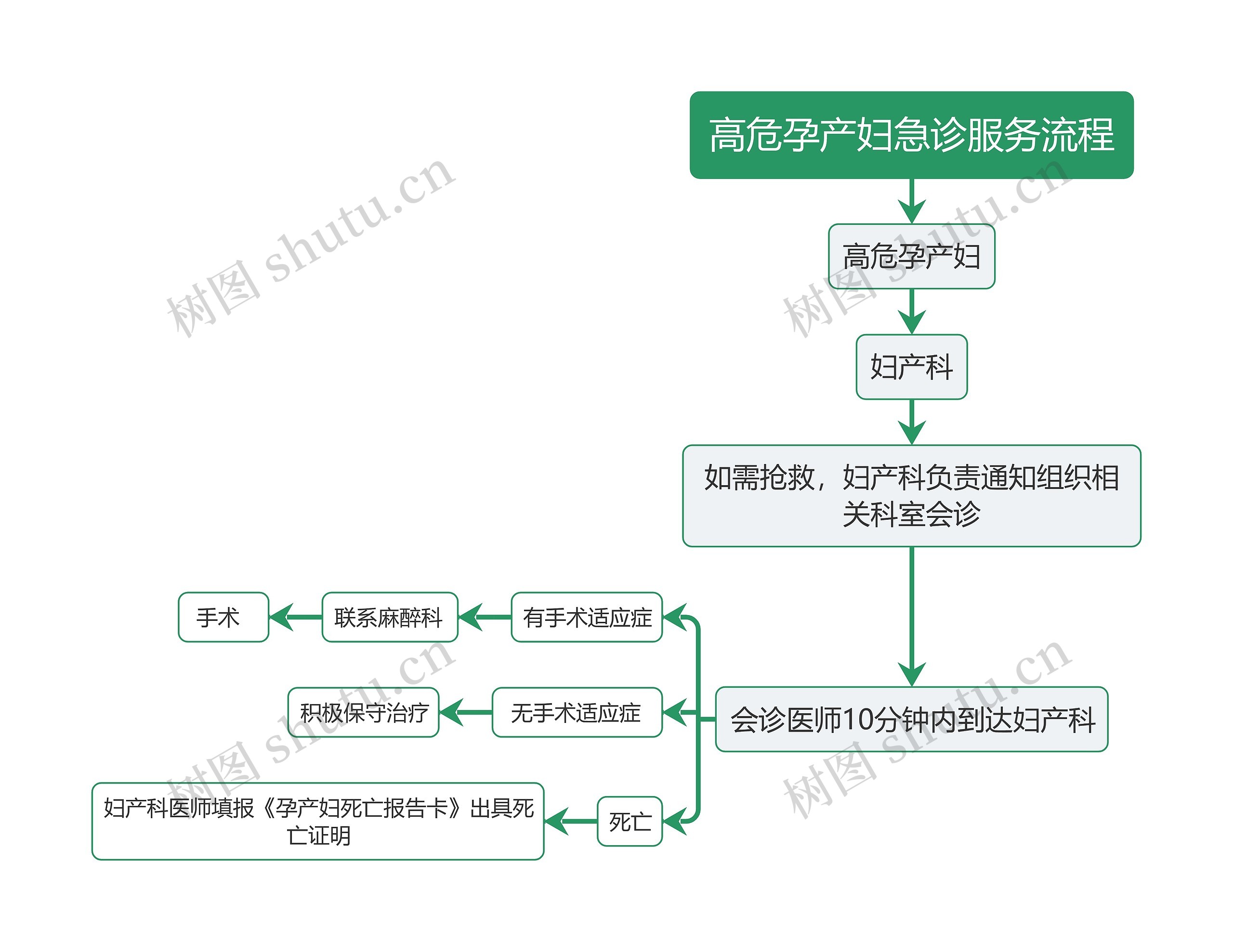 医疗高危孕产妇急诊服务流程图