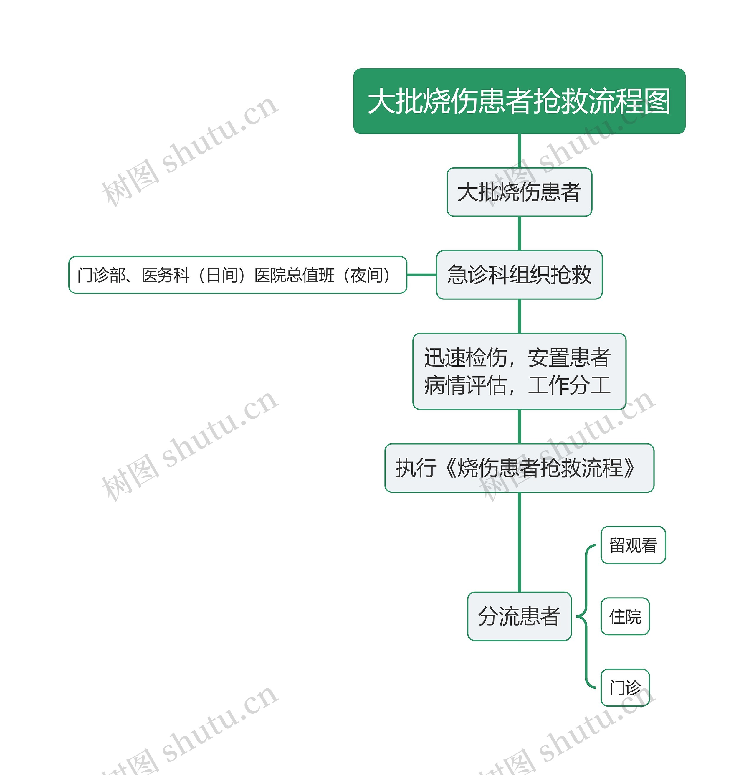 大批烧伤患者抢救流程图