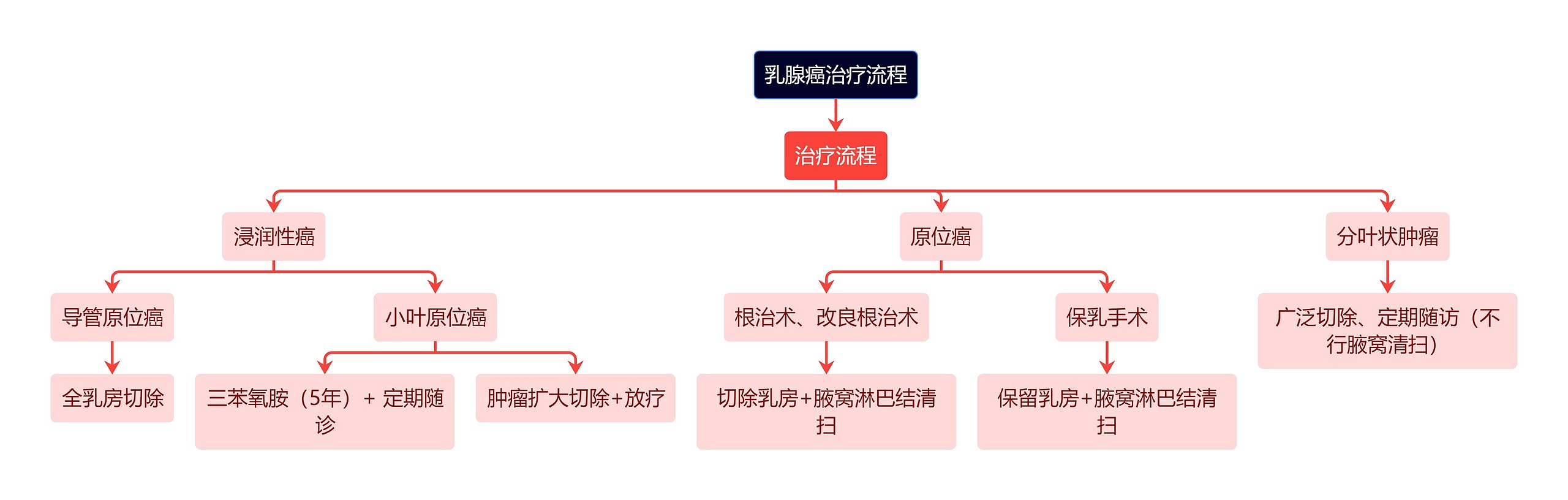 医疗乳腺癌治疗流程图思维导图