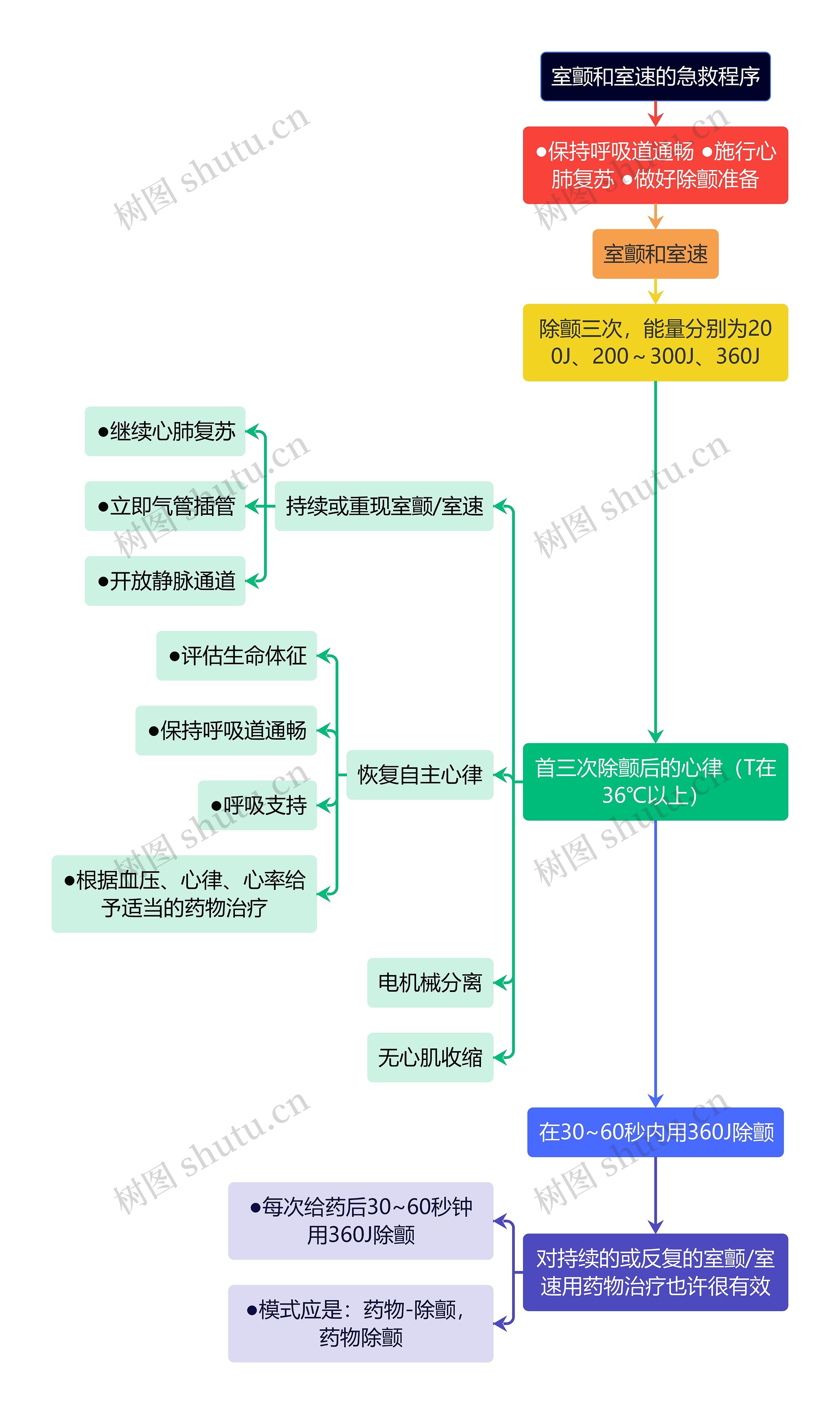 医疗室颤和室速的急救程序流程图