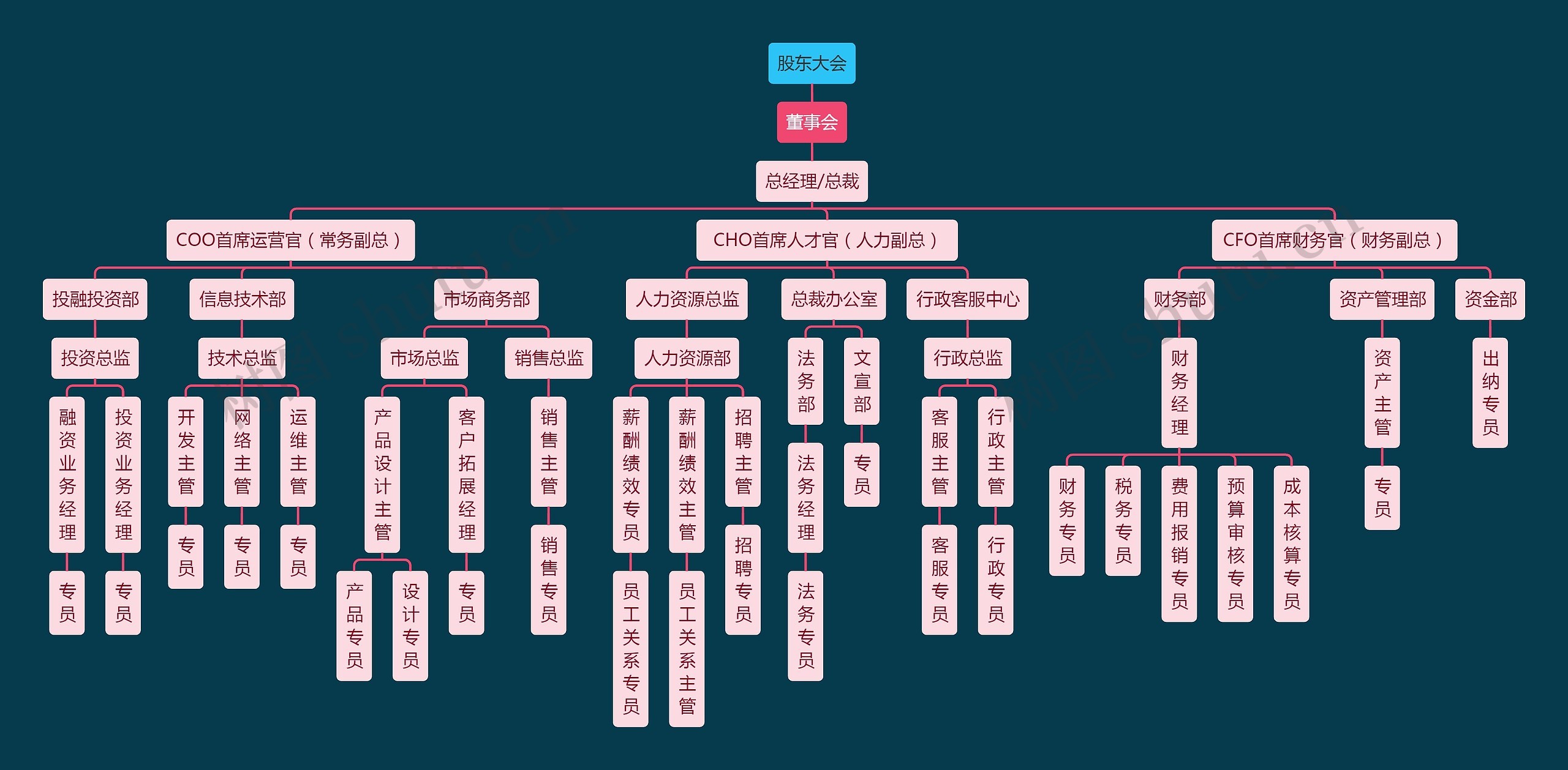 金融投资公司股东大会组织架构图思维导图