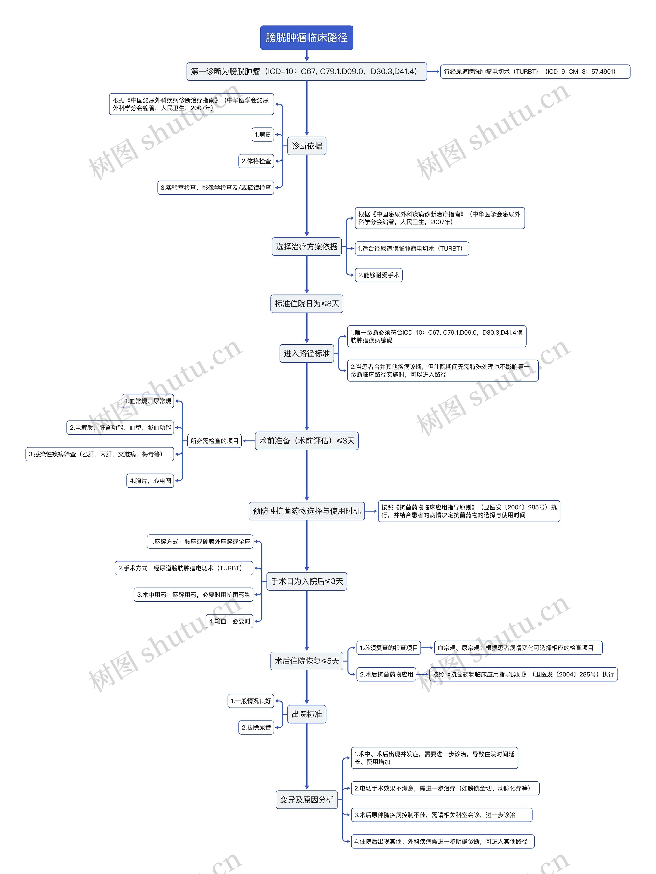 膀胱肿瘤临床路径流程图思维导图