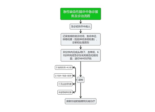 医疗急性缺血性脑卒中急诊服务及诊治流程图