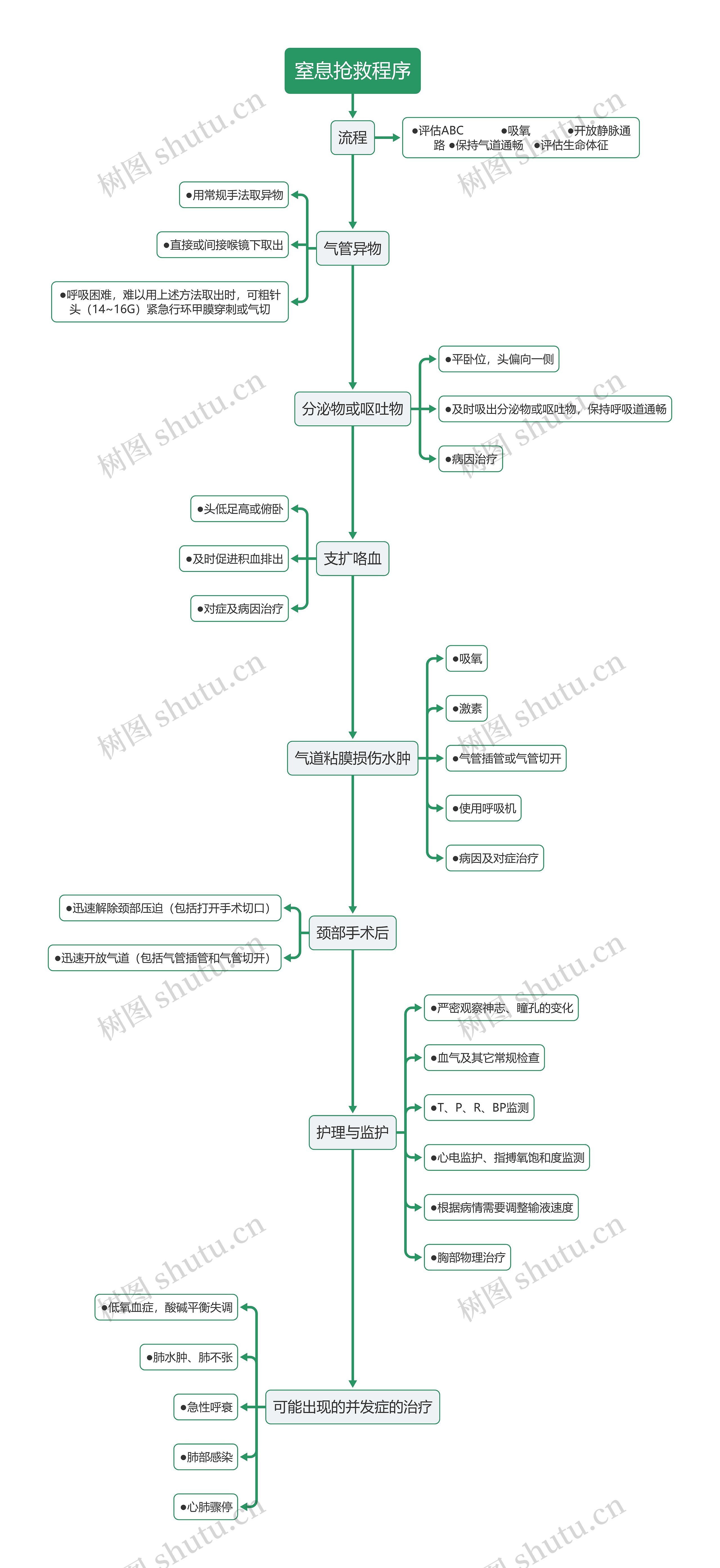医疗窒息抢救程序流程图思维导图
