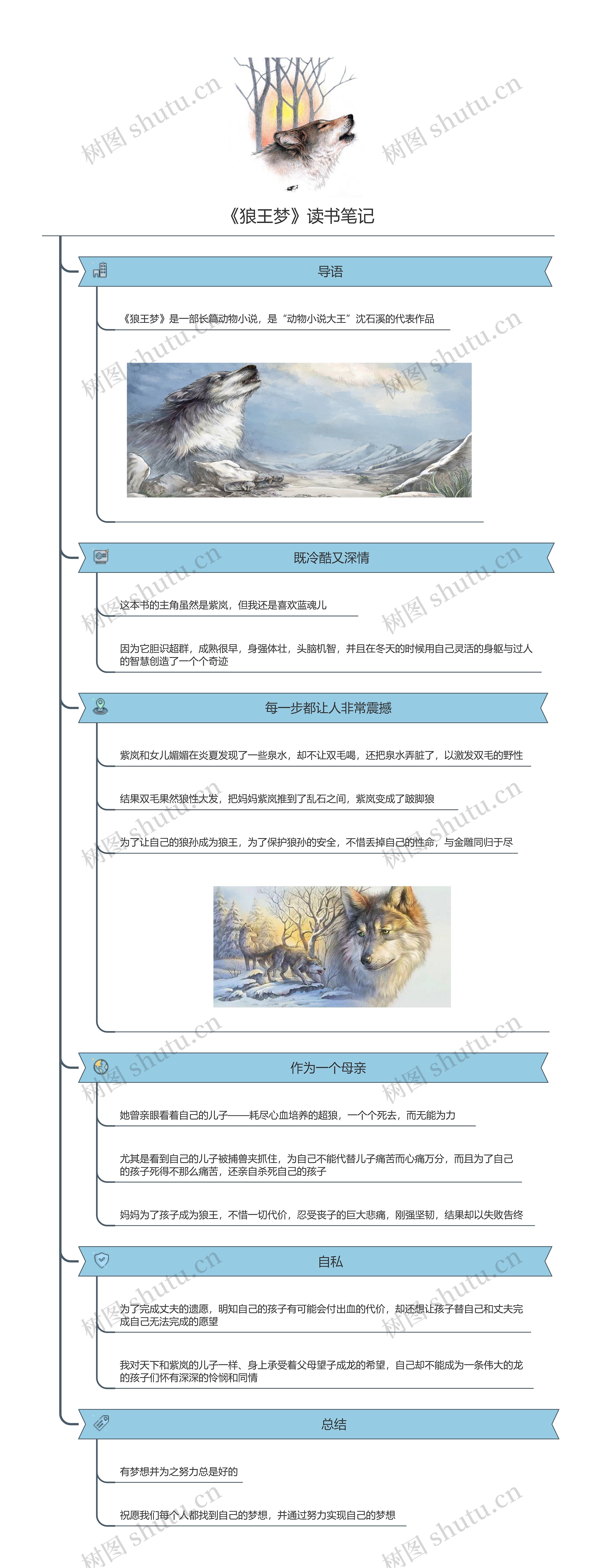 《狼王梦》读书笔记思维导图高清图 《狼王梦》读书笔记思维导图