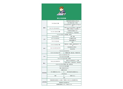 大学生1月份安排时间管理图