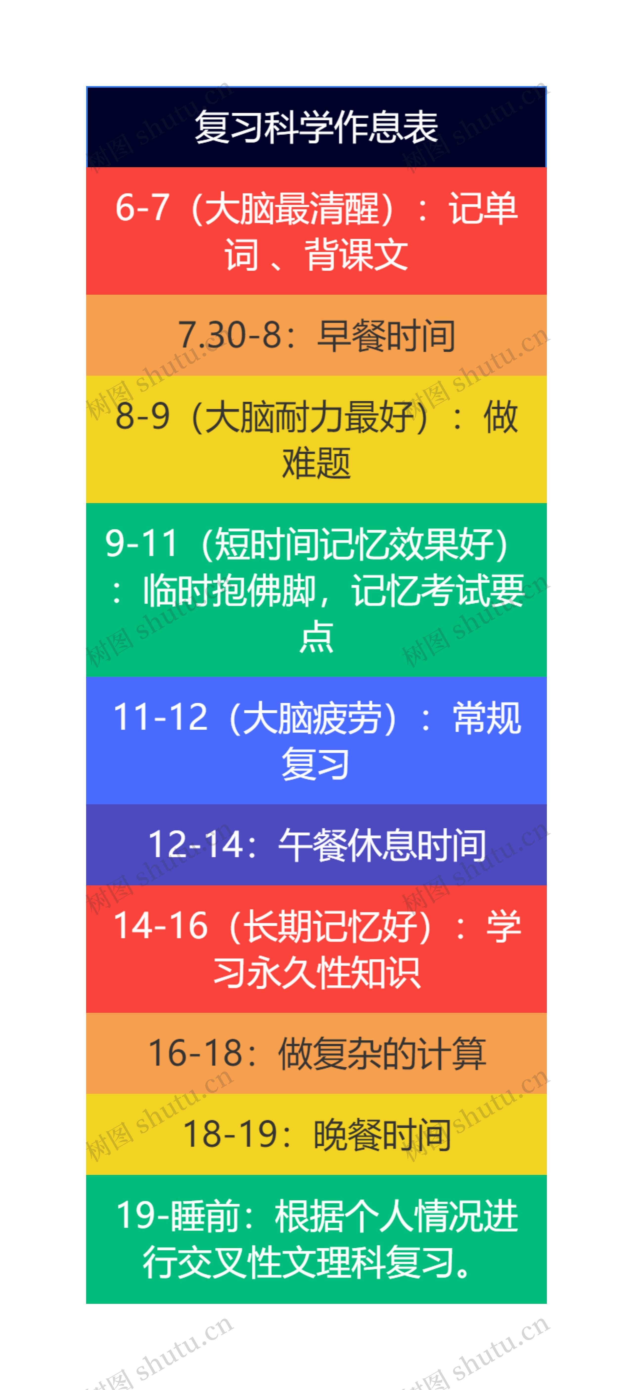 复习科学作息表