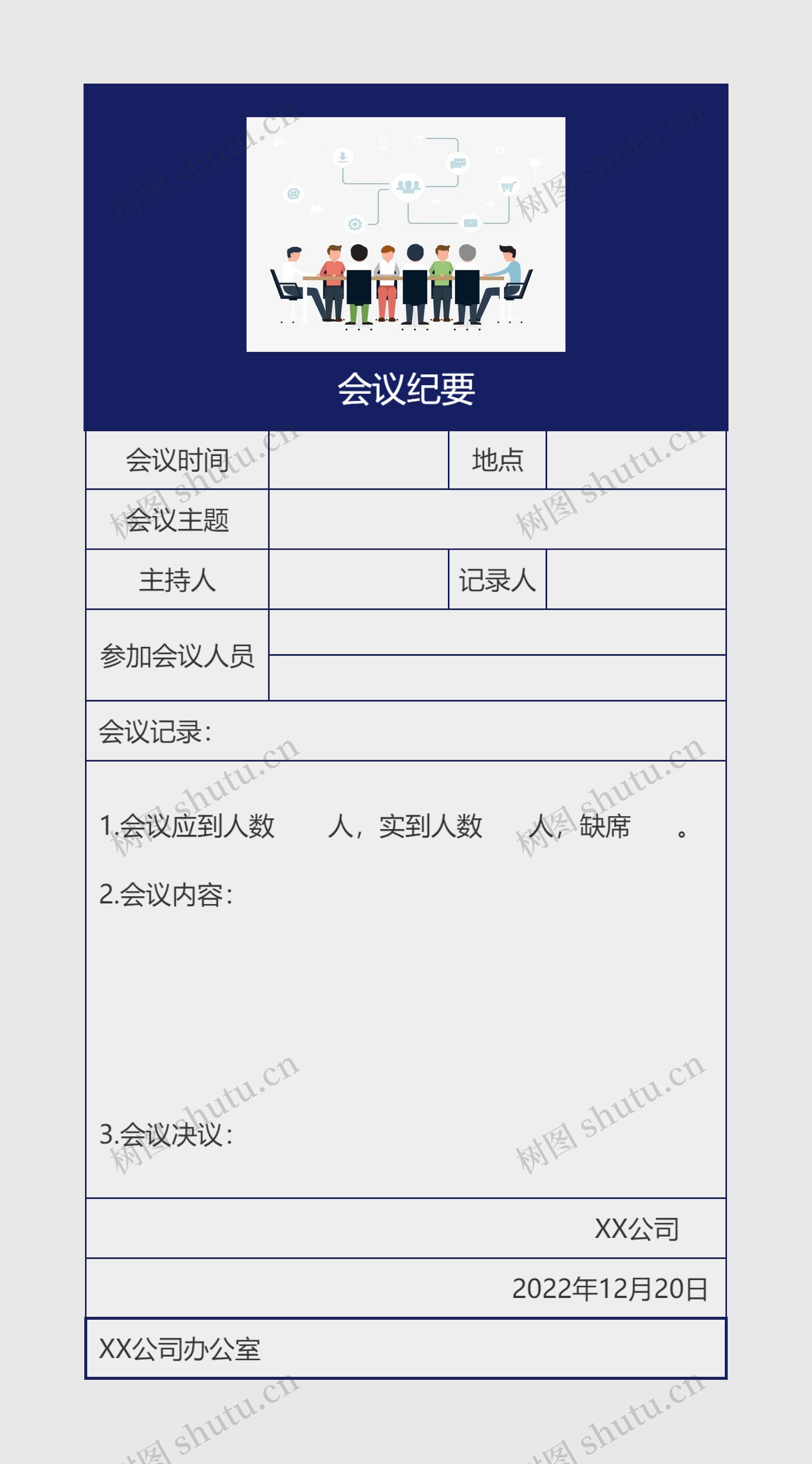 通用型会议纪要思维导图