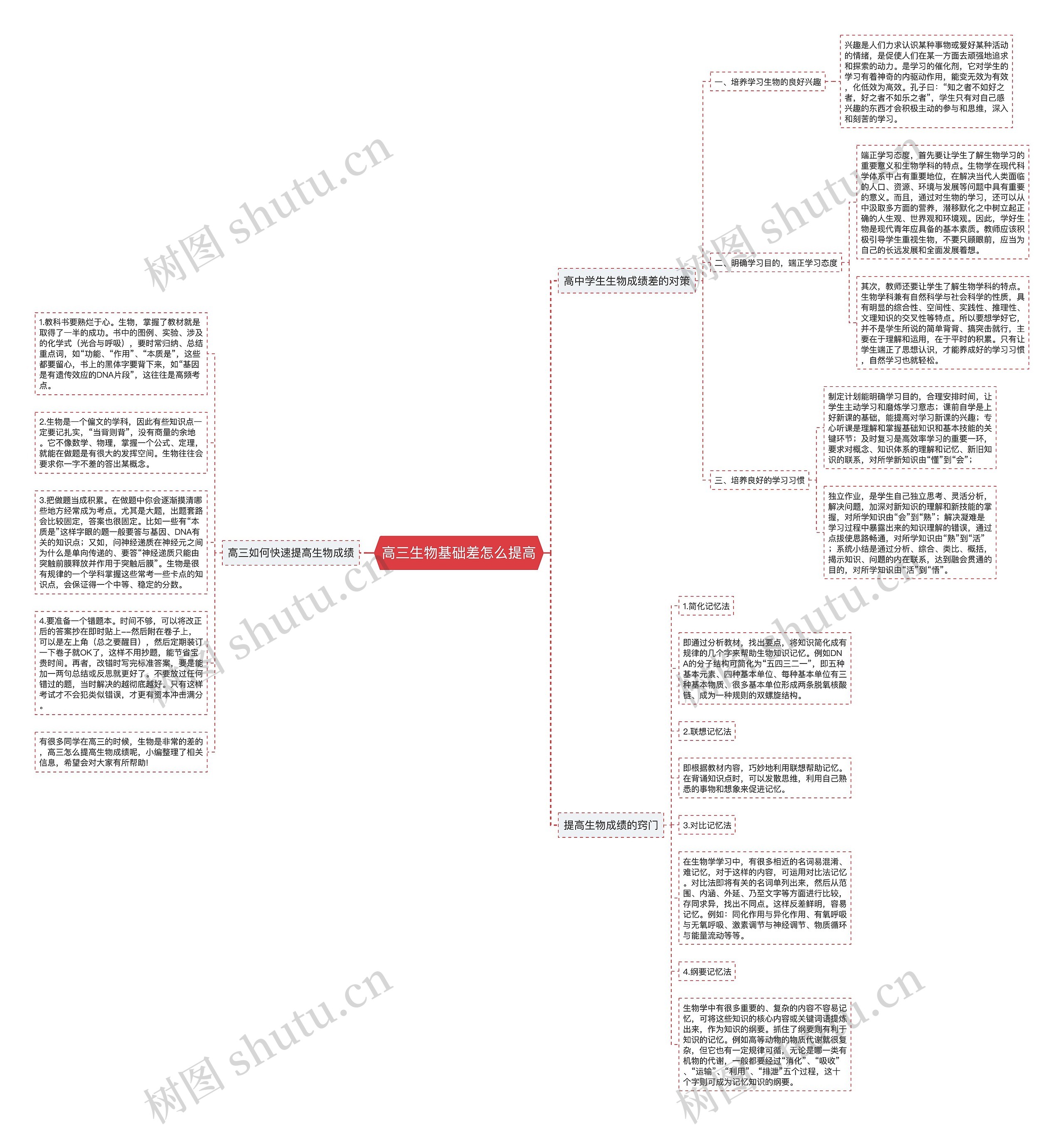 高三生物基础差怎么提高思维导图