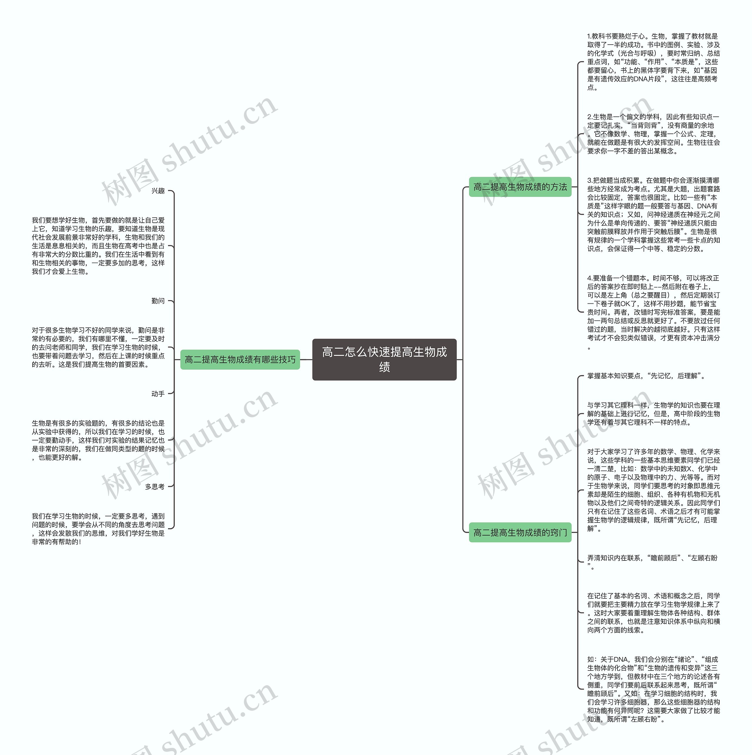 高二怎么快速提高生物成绩思维导图