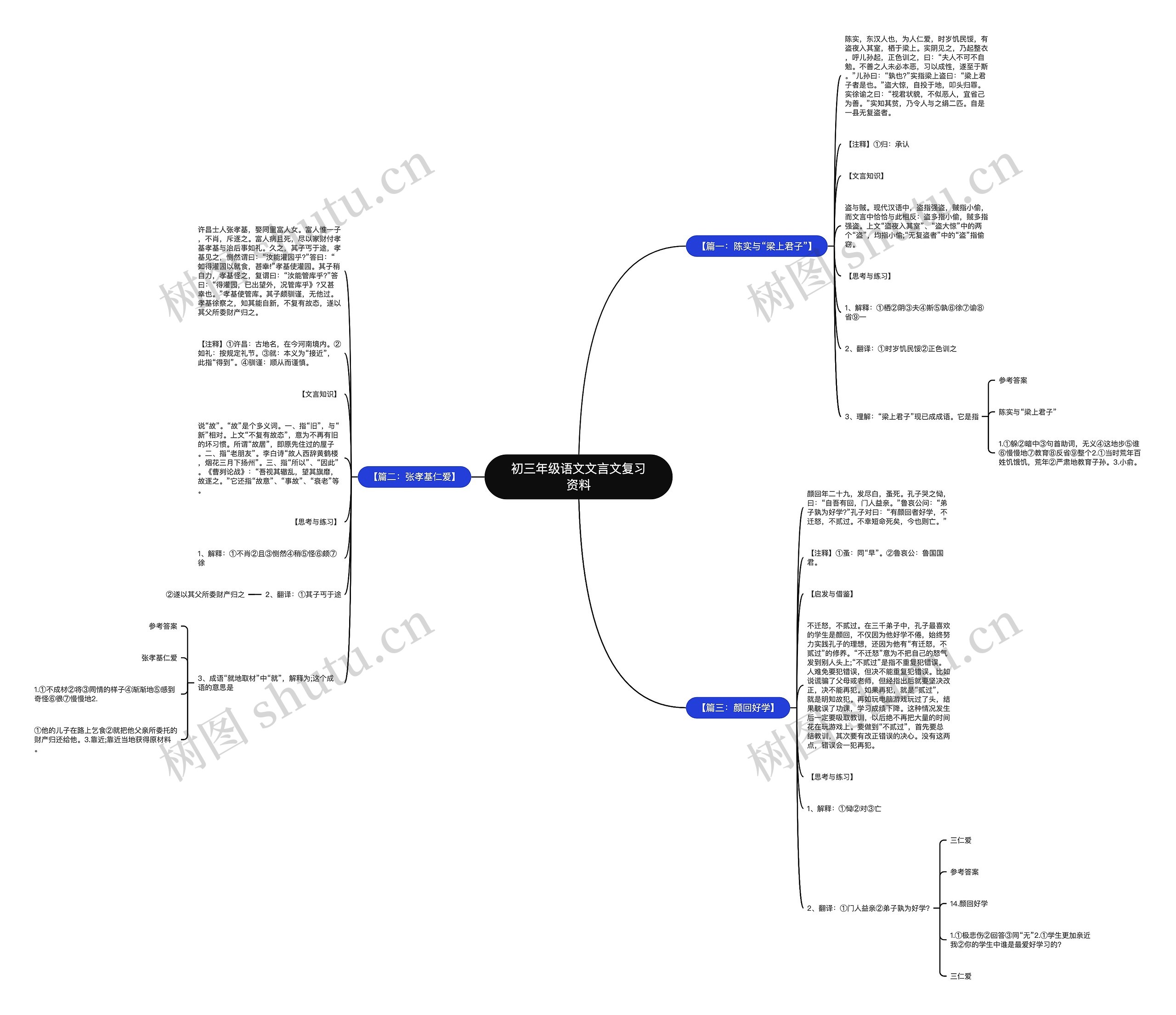 初三年级语文文言文复习资料思维导图