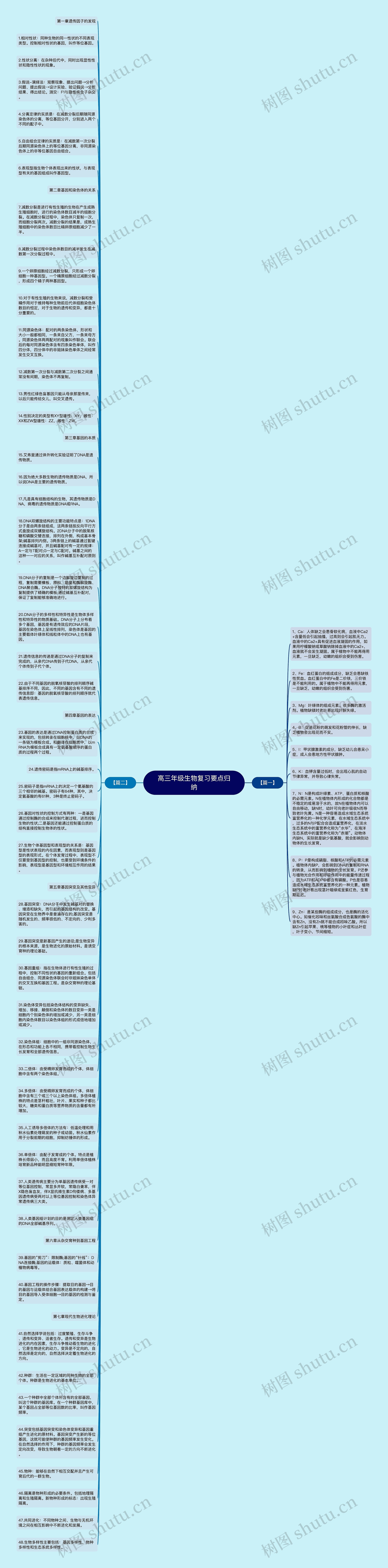 高三年级生物复习要点归纳思维导图