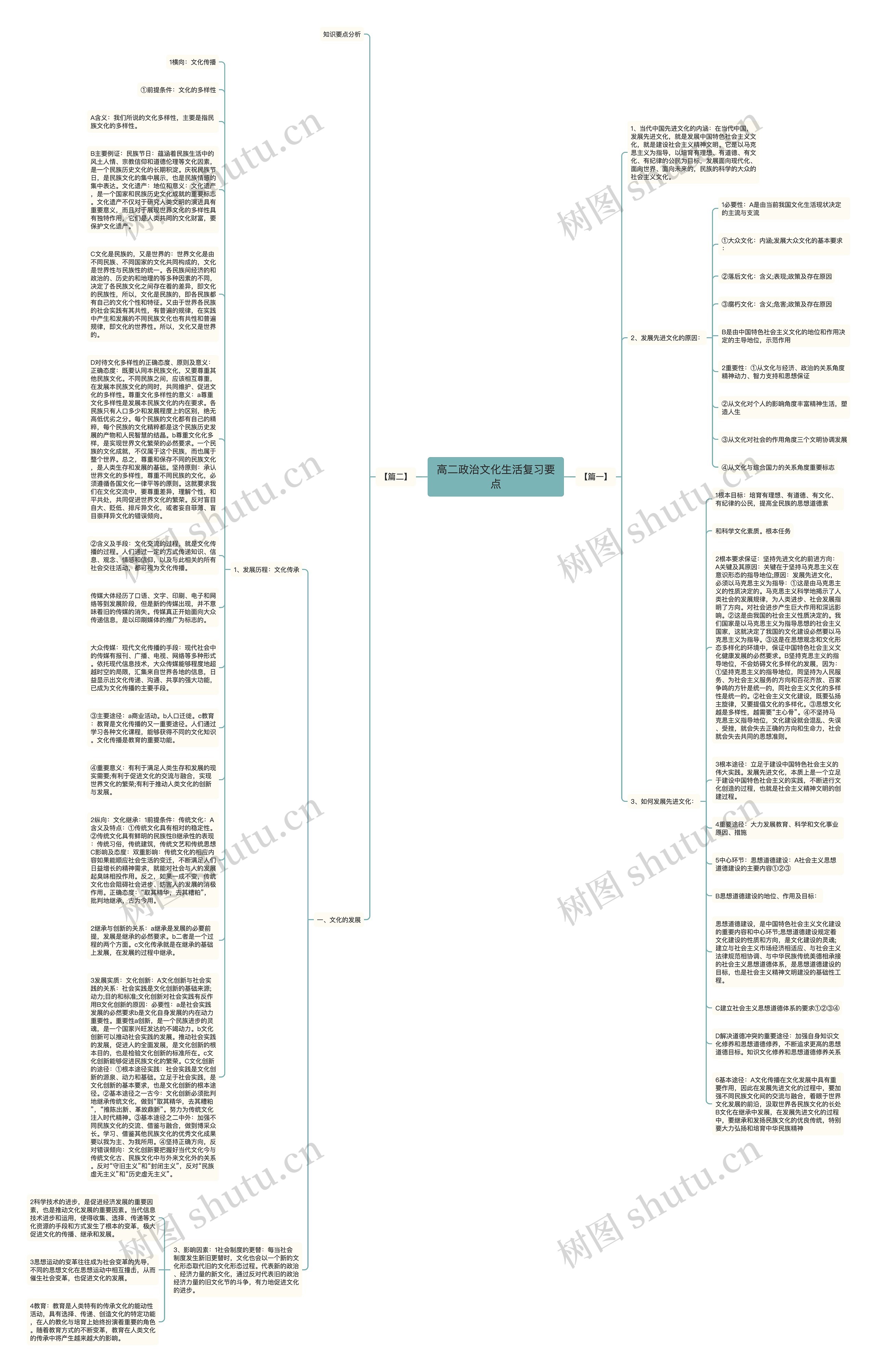 高二政治文化生活复习要点思维导图