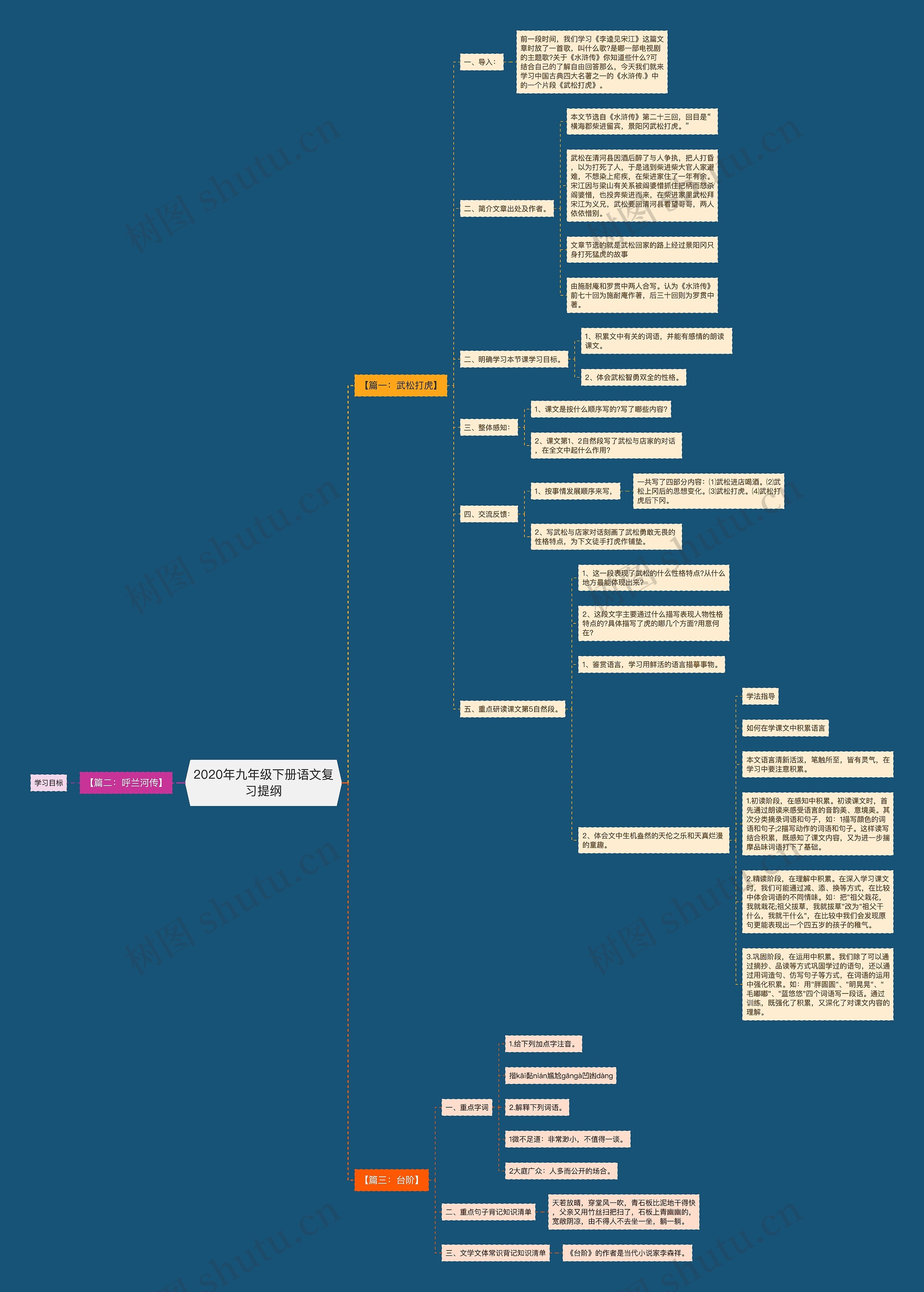 2020年九年级下册语文复习提纲思维导图