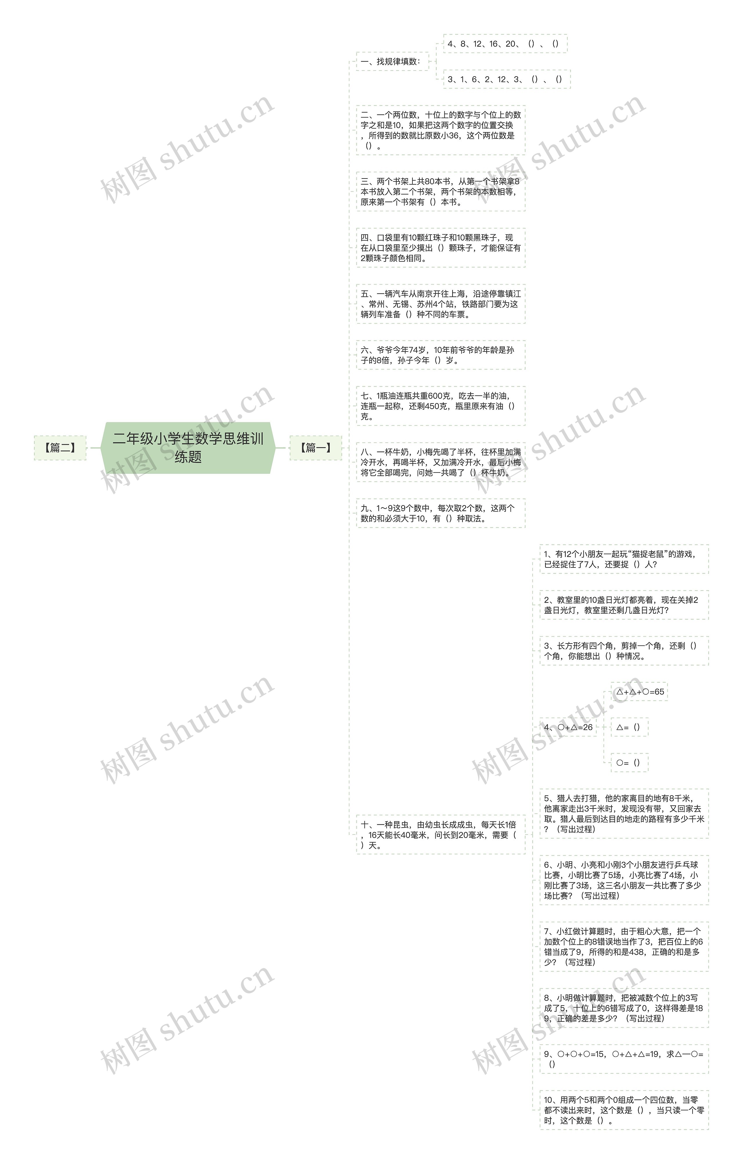 二年级小学生数学思维训练题