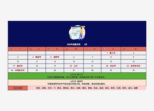 2023年运营日历    4月