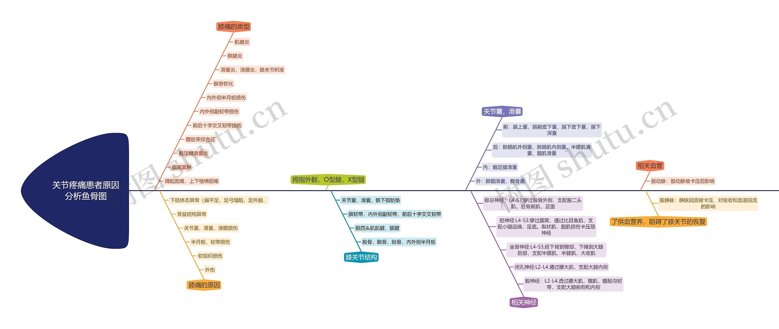 关节疼痛患者原因分析鱼骨图