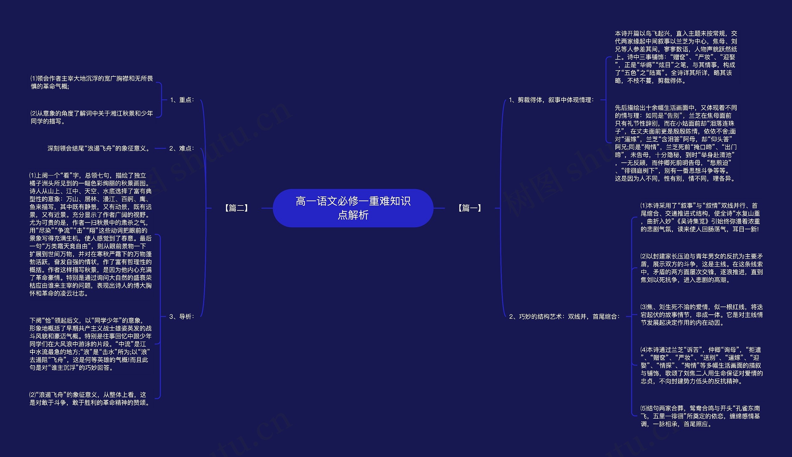 高一语文必修一重难知识点解析思维导图