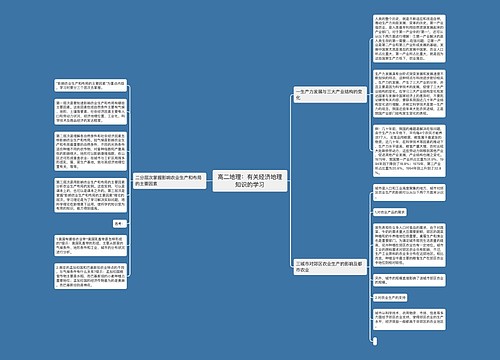 高二地理：有关经济地理知识的学习