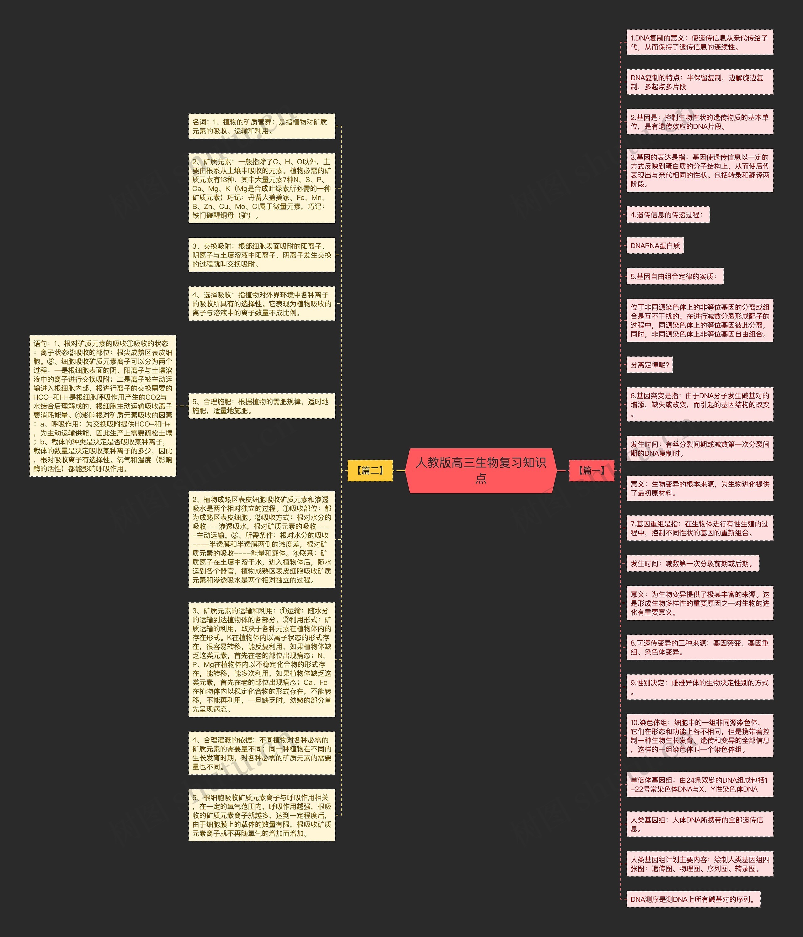 人教版高三生物复习知识点思维导图