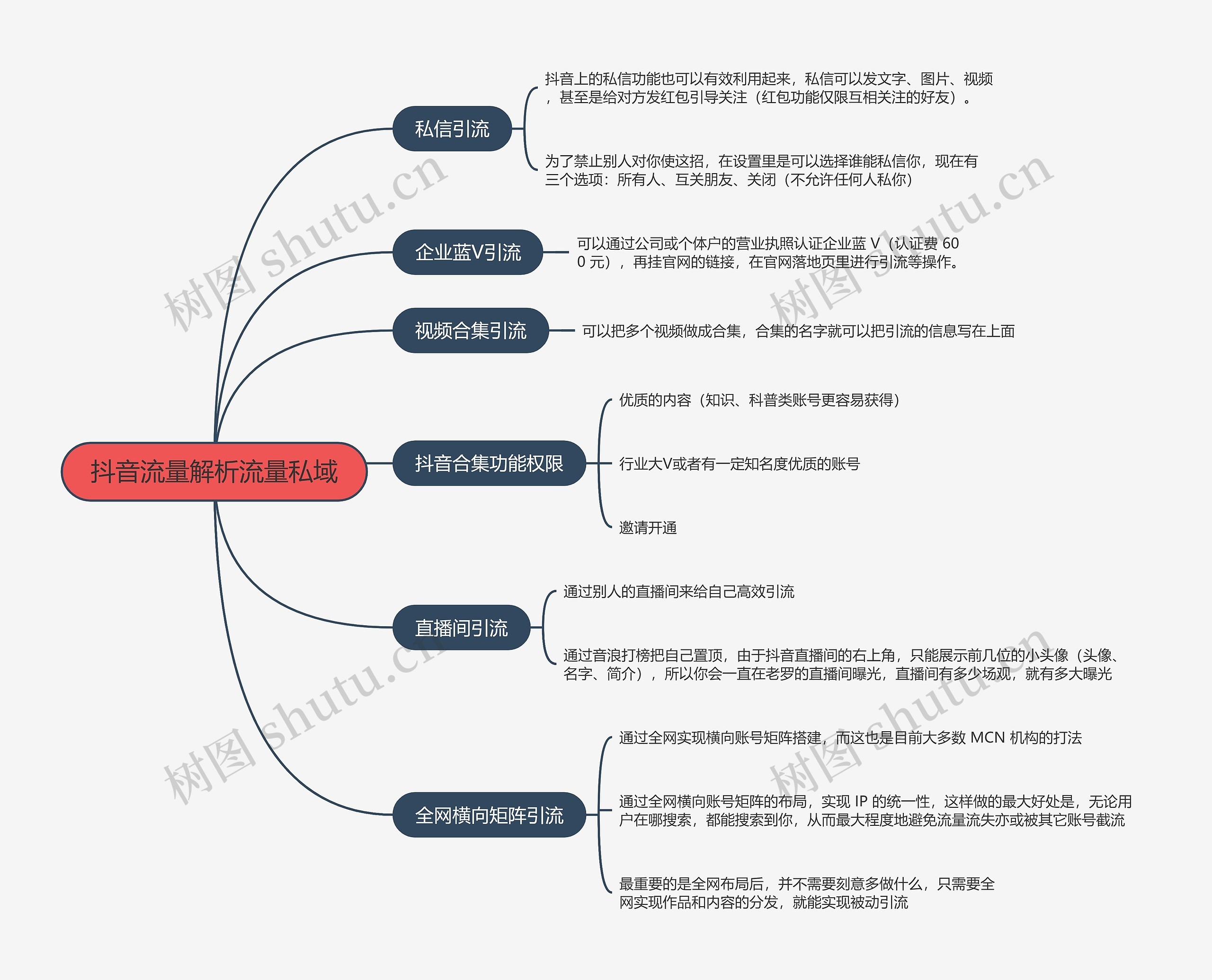 抖音流量解析流量私域的思维导图