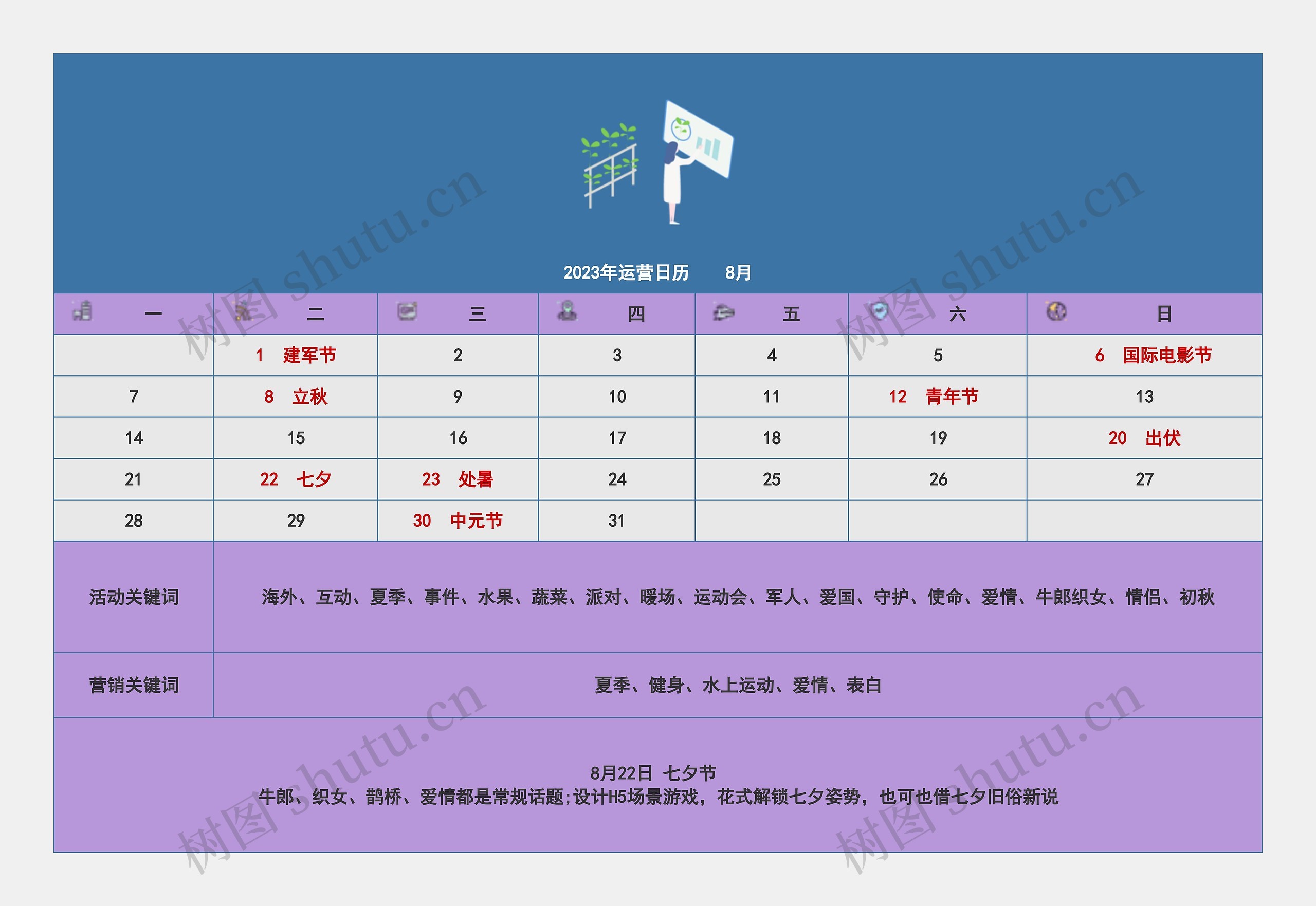 2023年运营日历    8月