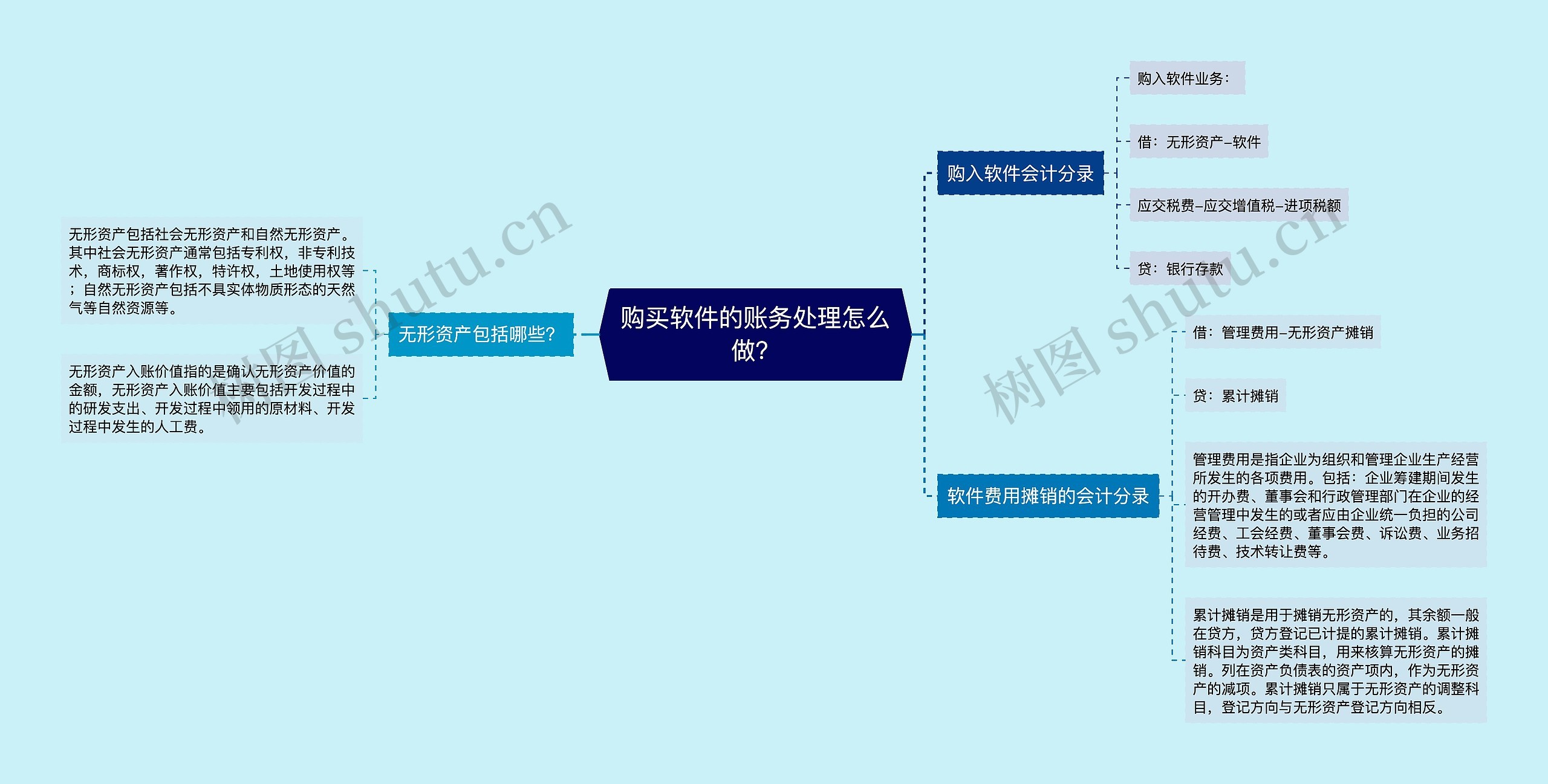 购买软件的账务处理怎么做？思维导图