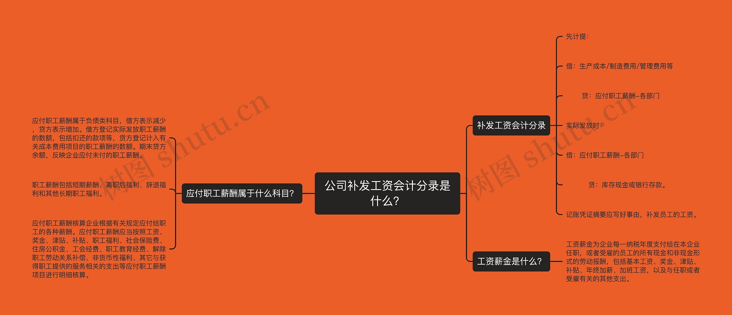 公司补发工资会计分录是什么？思维导图