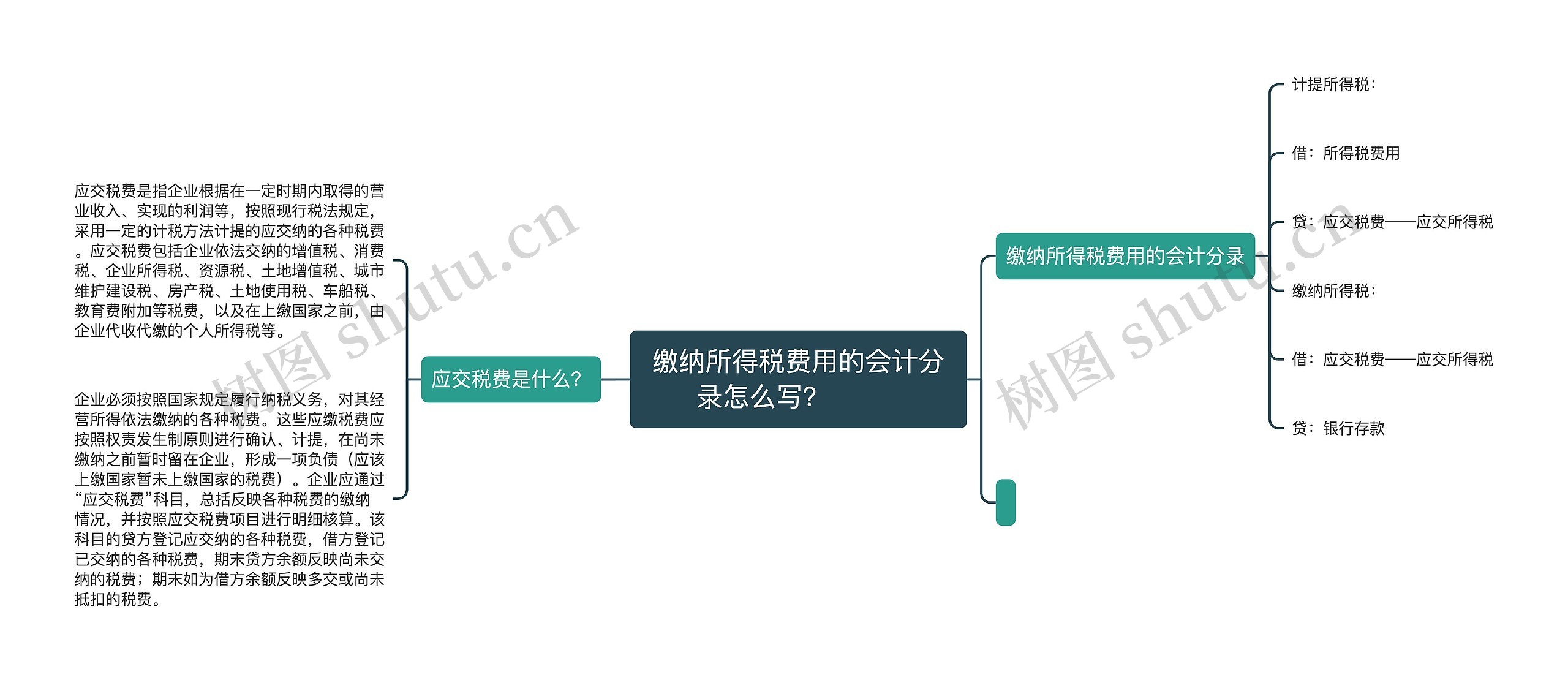 缴纳所得税费用的会计分录怎么写？  　　思维导图