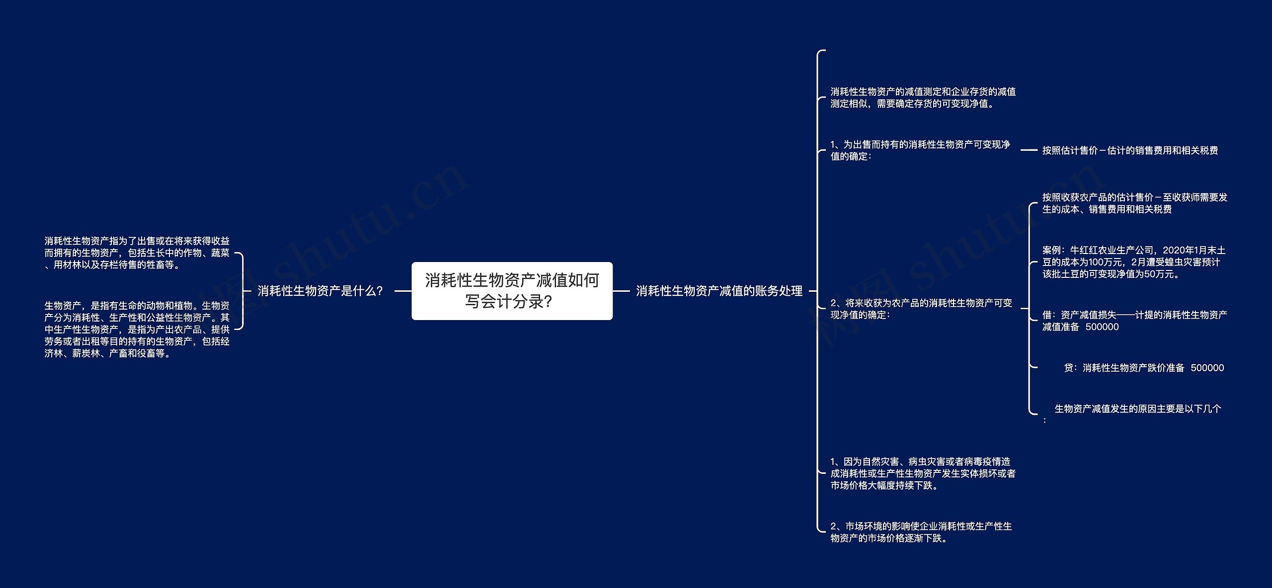 消耗性生物资产减值如何写会计分录？思维导图