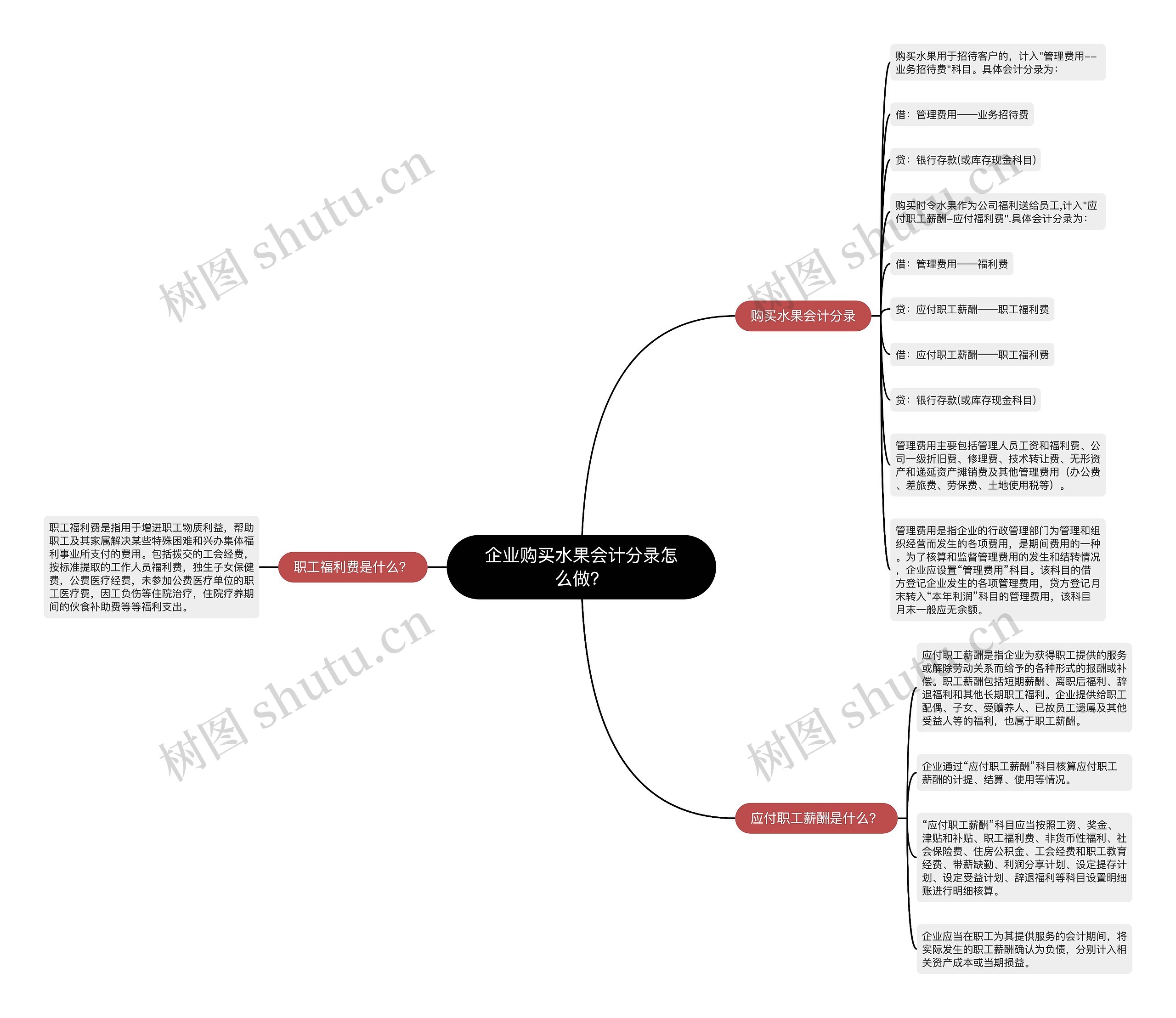 企业购买水果会计分录怎么做？思维导图