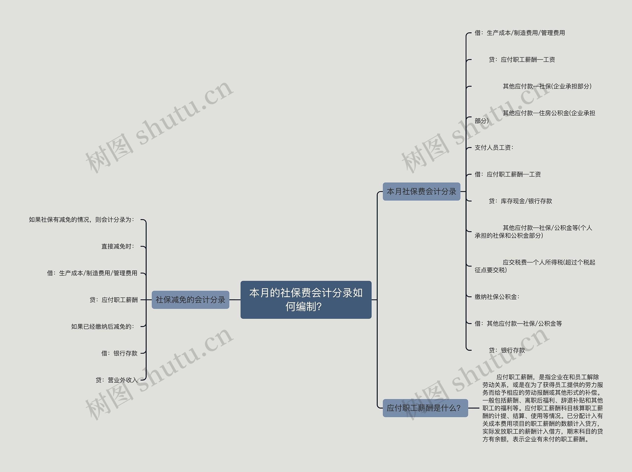 本月的社保费会计分录如何编制？思维导图