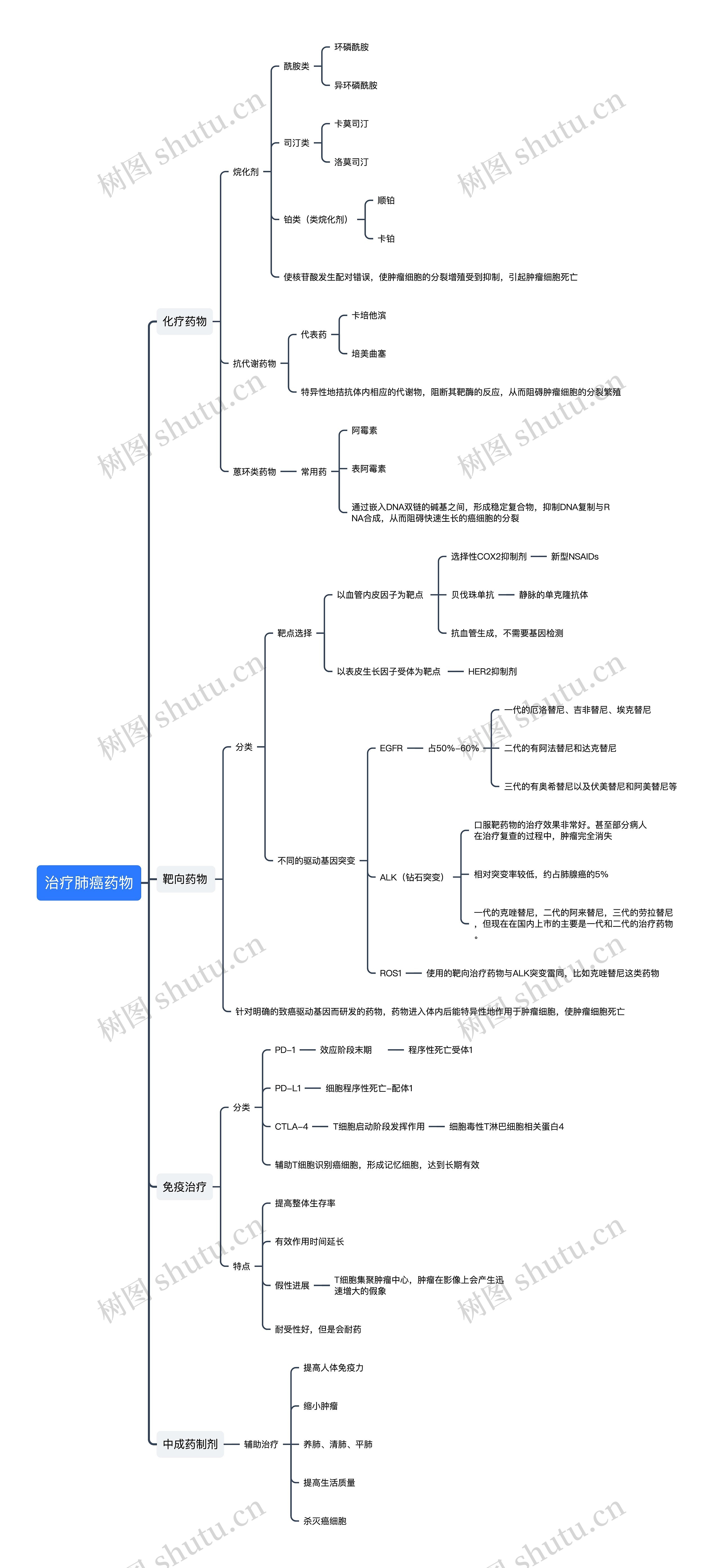﻿治疗肺癌药物思维导图
