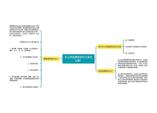 办公用品费用会计分录怎么做？思维导图