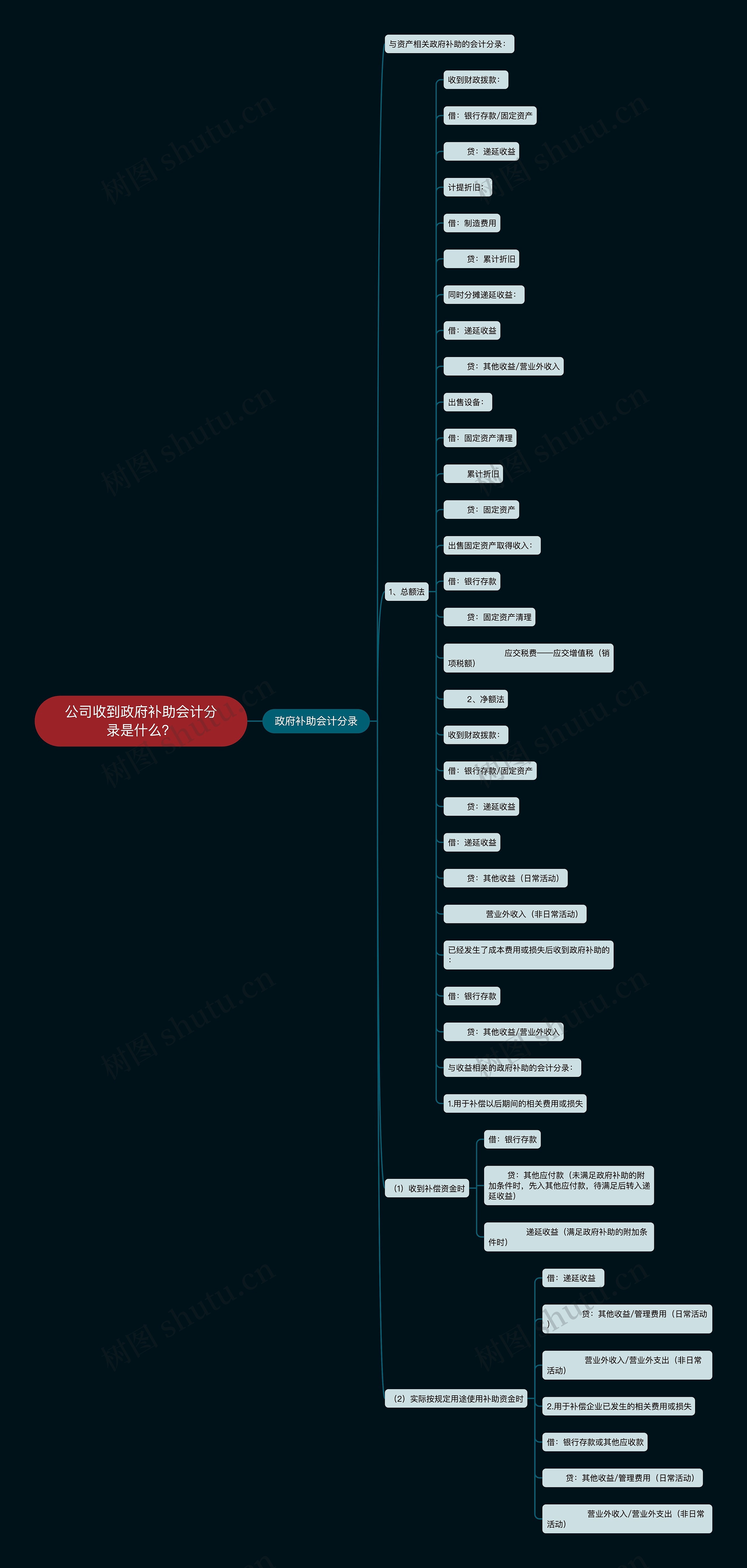 公司收到政府补助会计分录是什么？思维导图