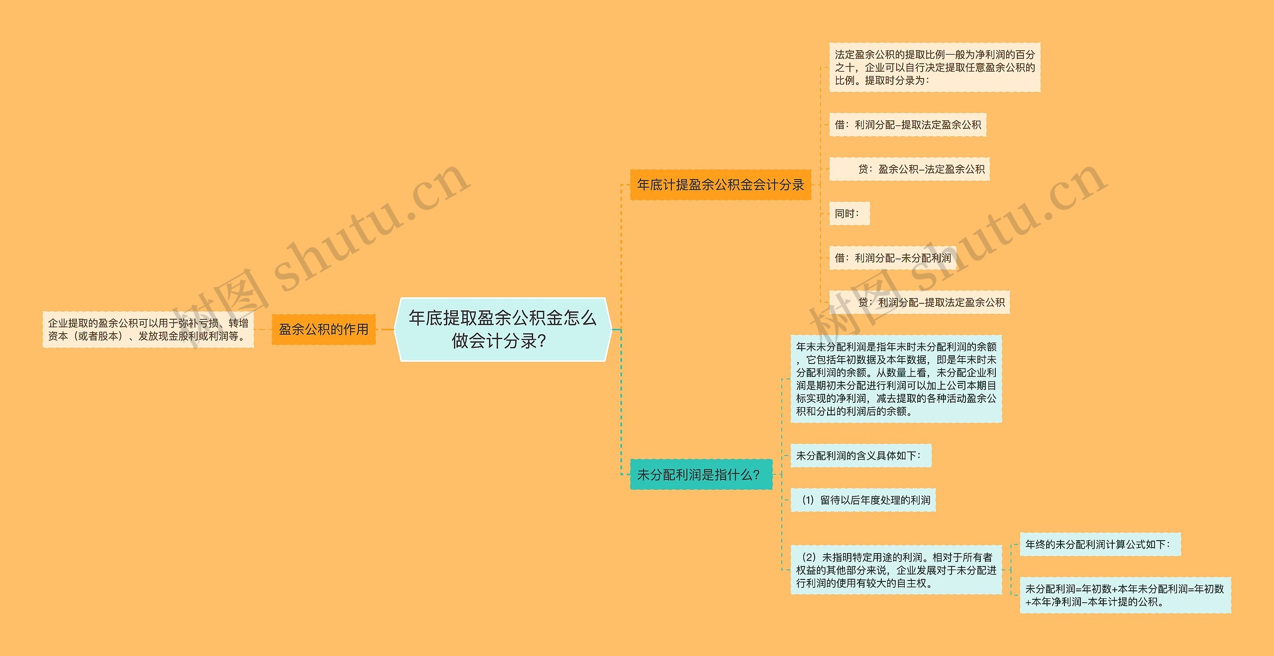 年底提取盈余公积金怎么做会计分录？思维导图