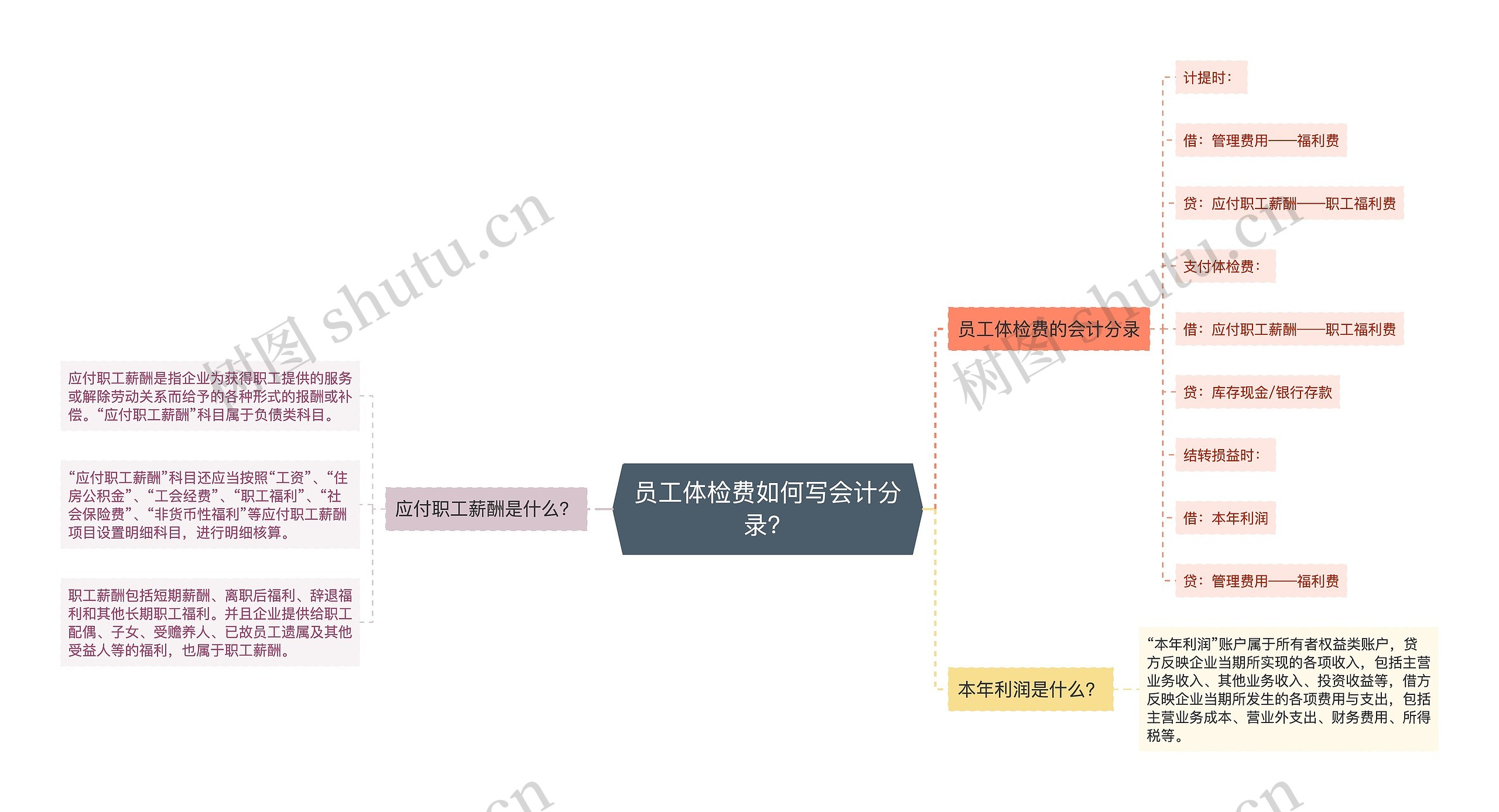 员工体检费如何写会计分录？思维导图