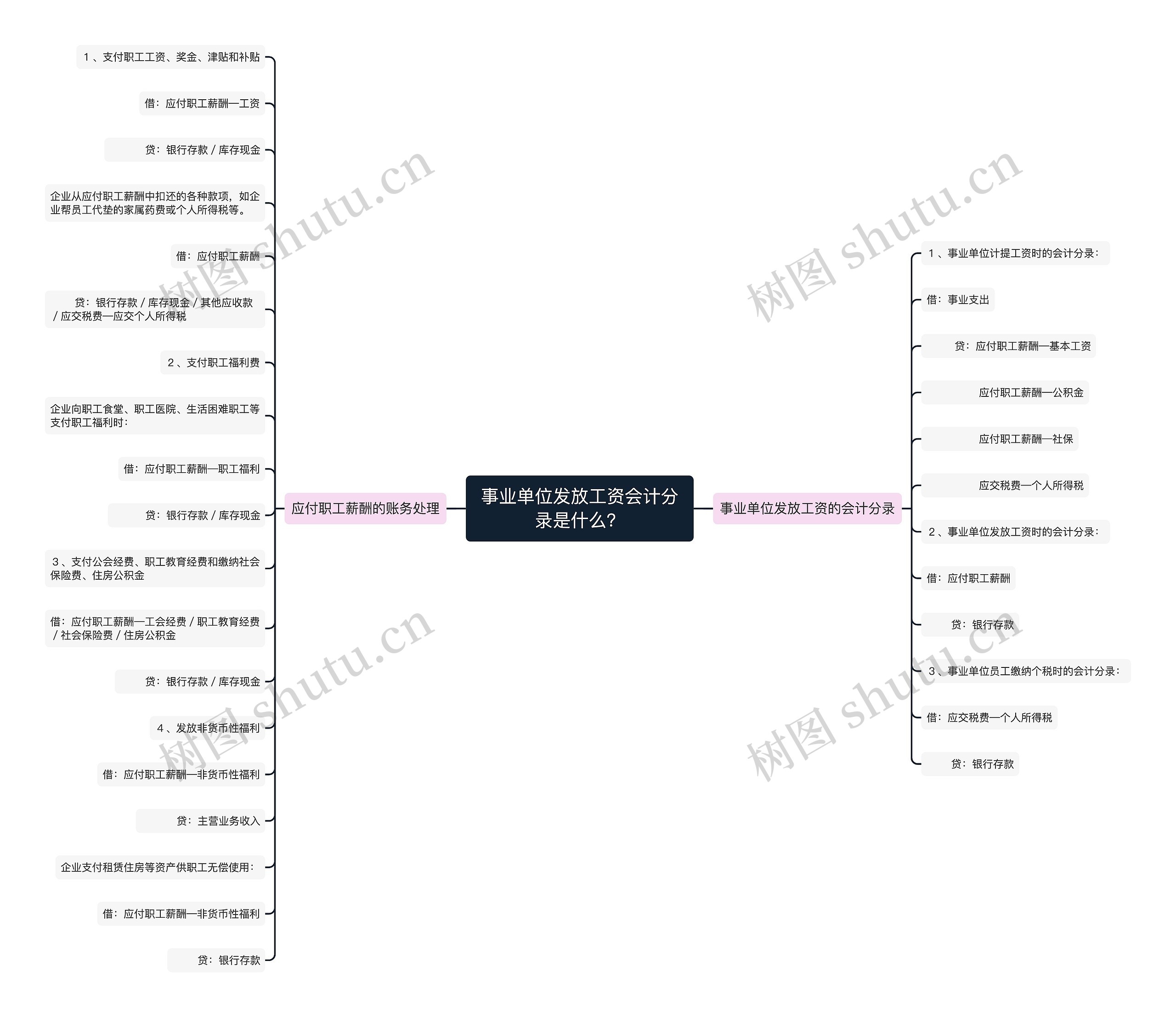 事业单位发放工资会计分录是什么？思维导图