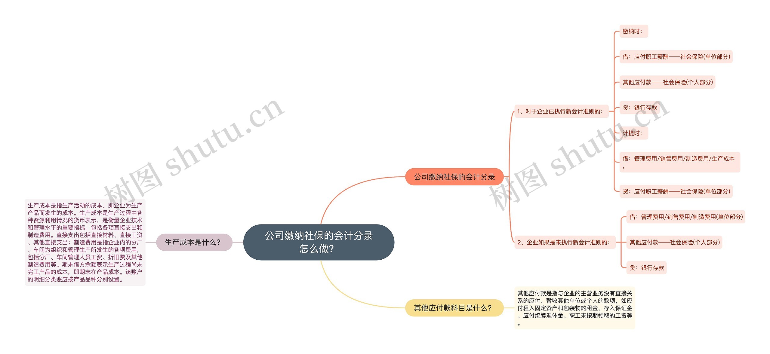 公司缴纳社保的会计分录怎么做？思维导图