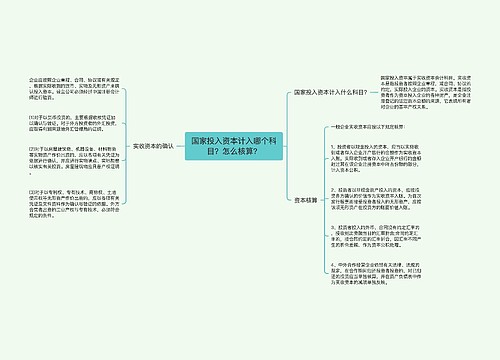 国家投入资本计入哪个科目？怎么核算？