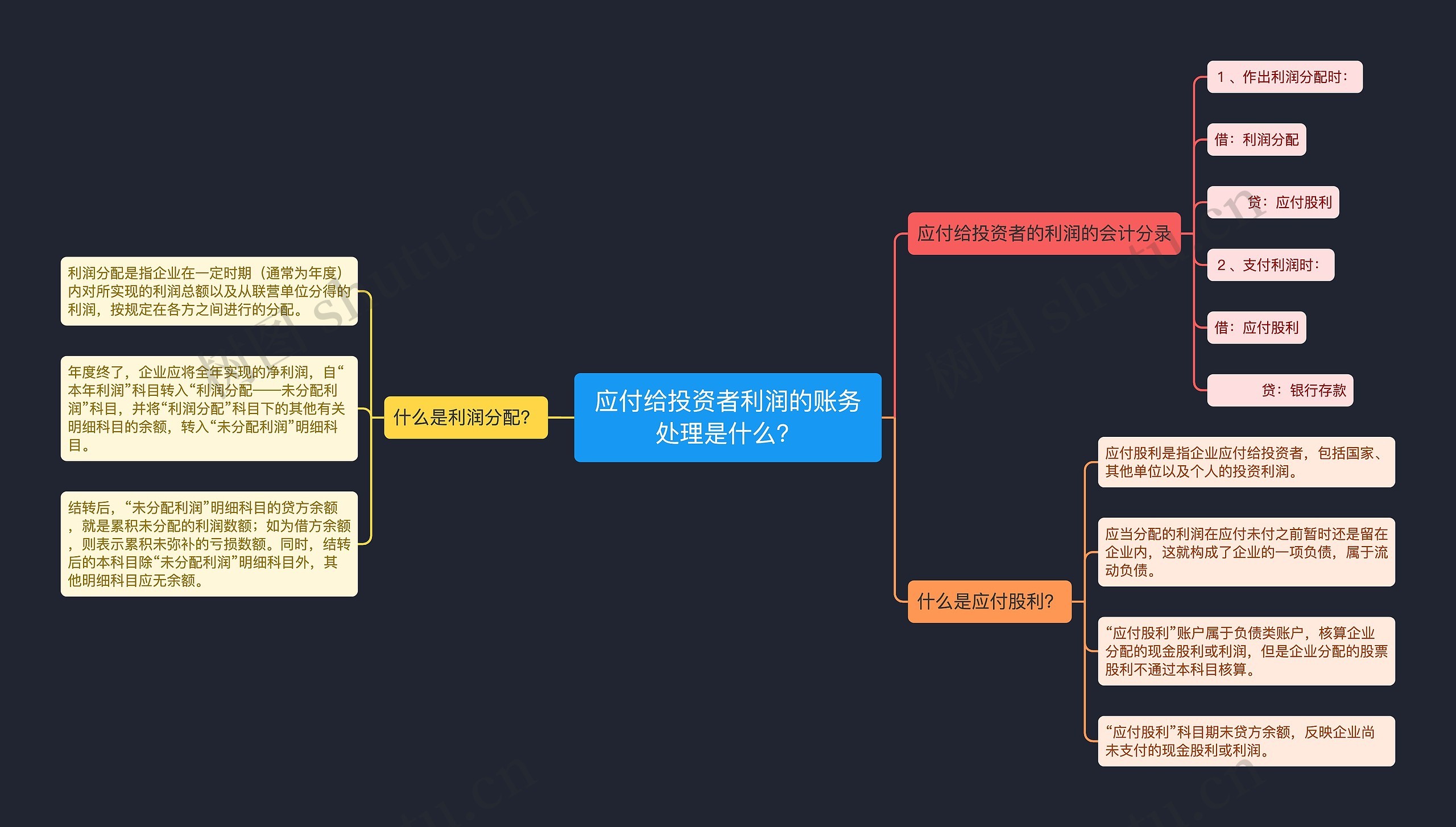 应付给投资者利润的账务处理是什么？思维导图