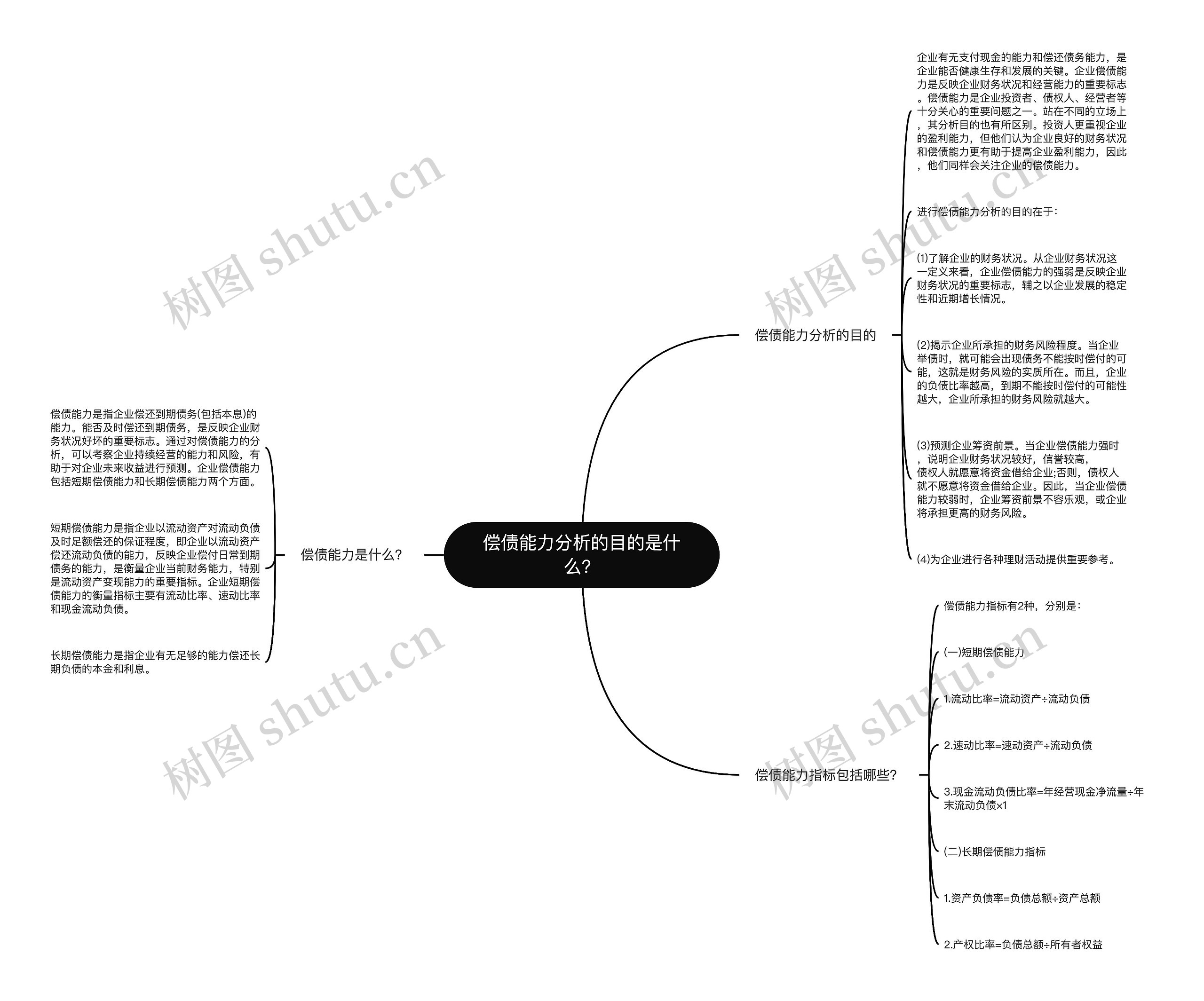 偿债能力分析的目的是什么？思维导图