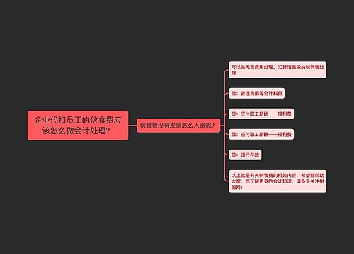 企业代扣员工的伙食费应该怎么做会计处理？