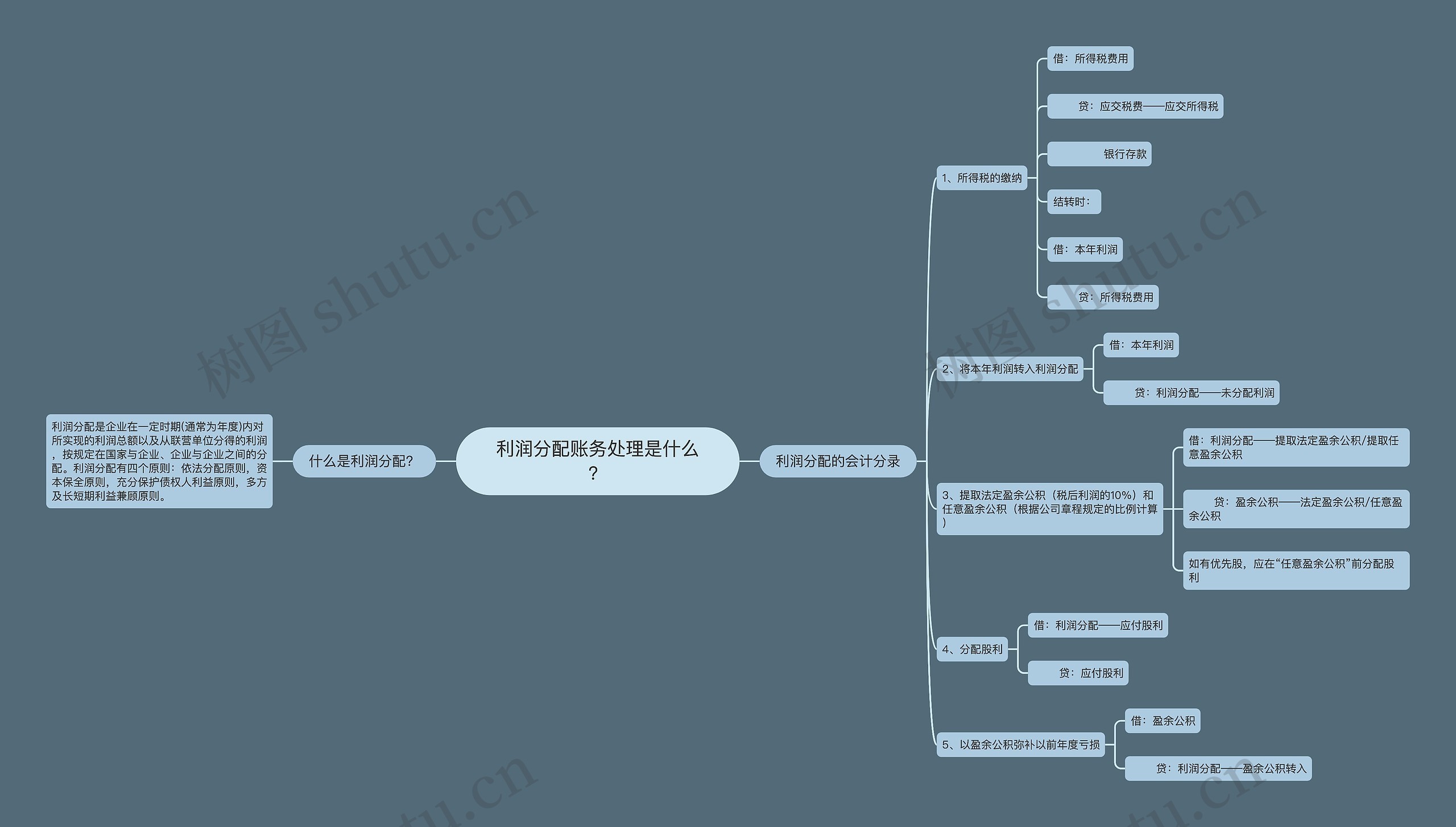 利润分配账务处理是什么？思维导图
