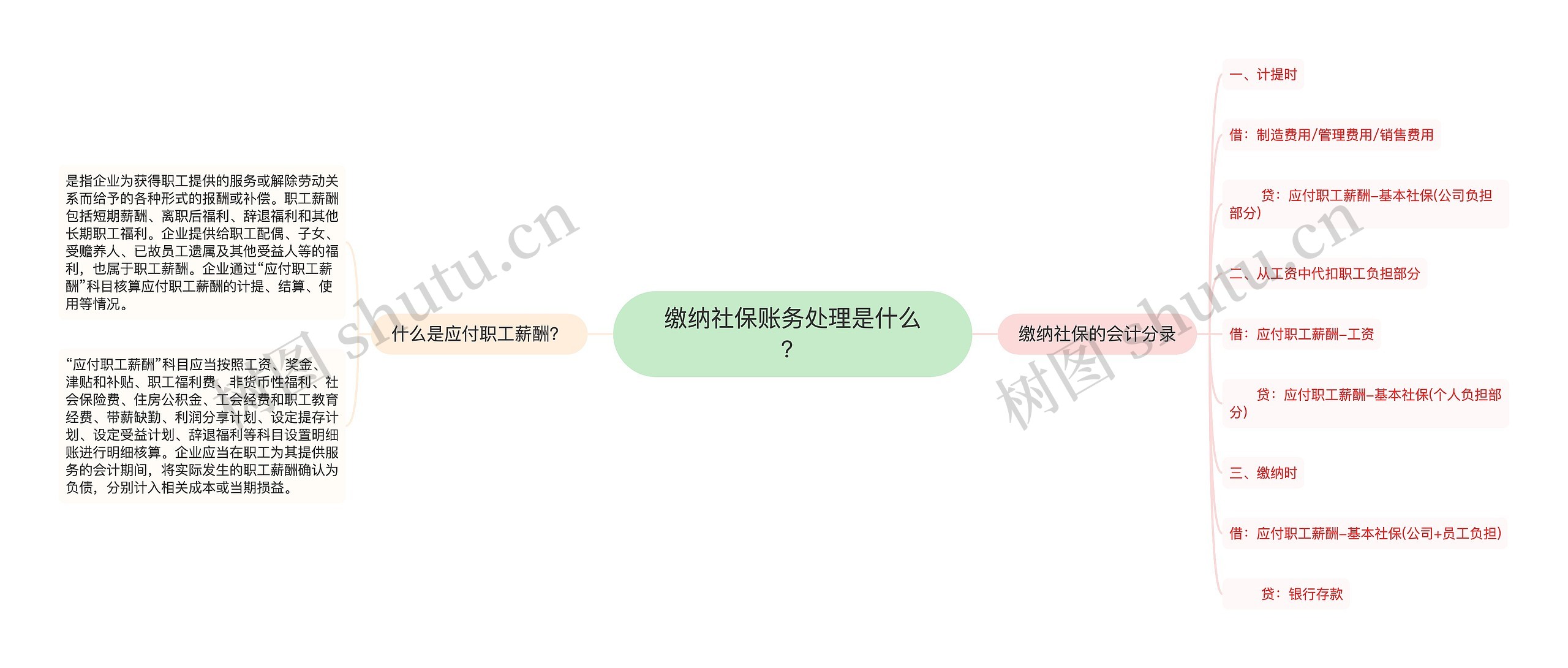 缴纳社保账务处理是什么？思维导图