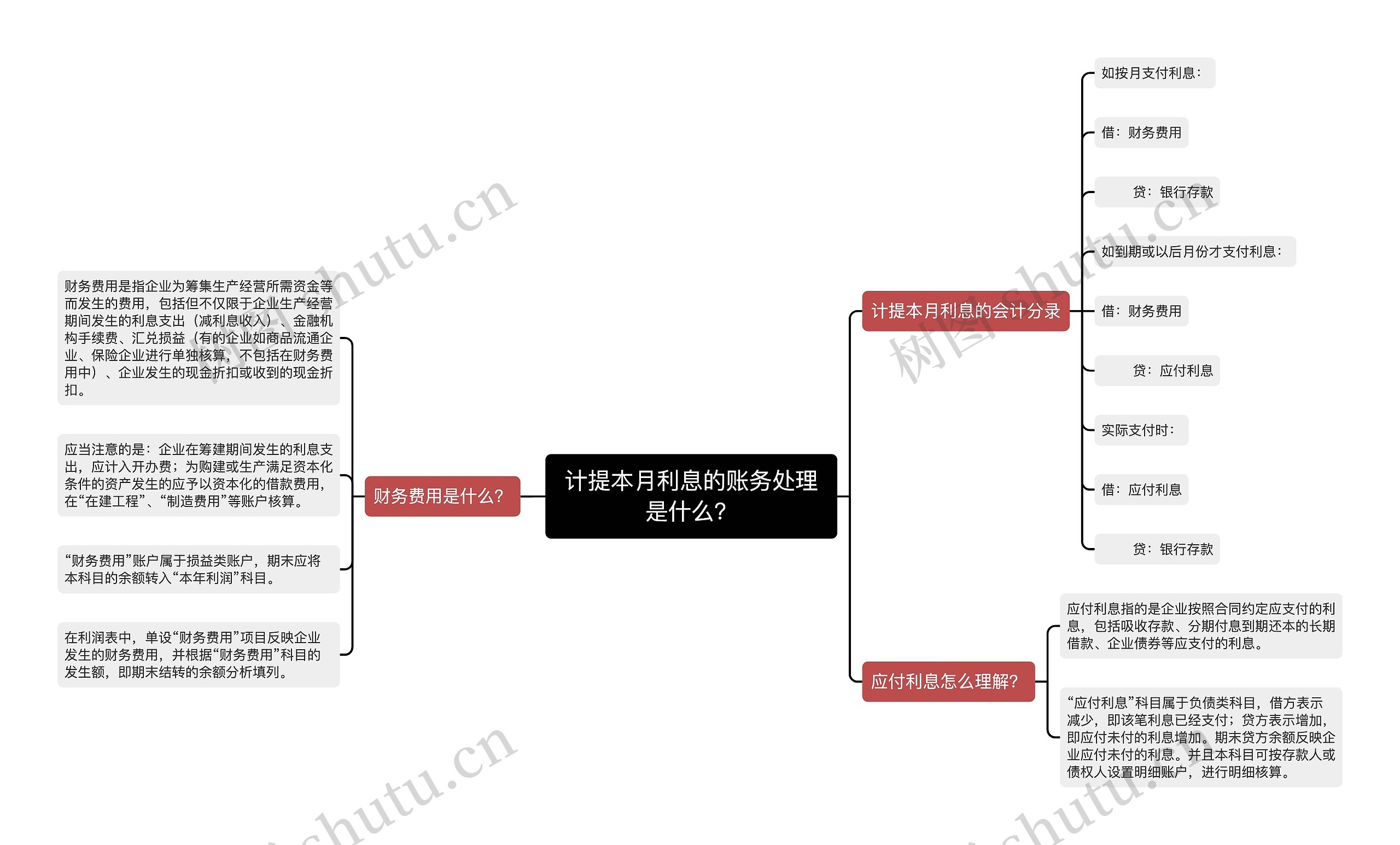 计提本月利息的账务处理是什么？思维导图