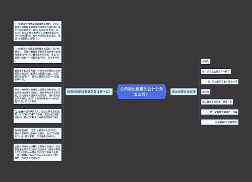 公司卖出股票的会计分录怎么写？