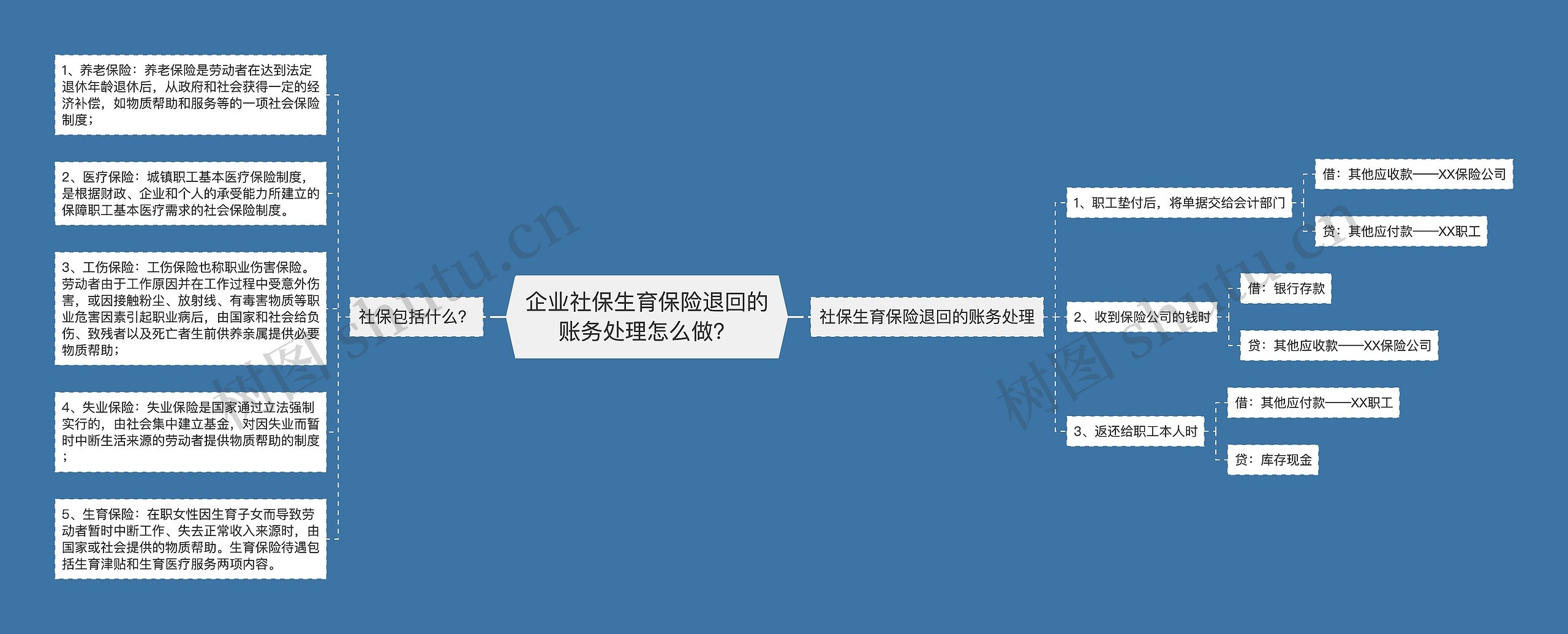 企业社保生育保险退回的账务处理怎么做？