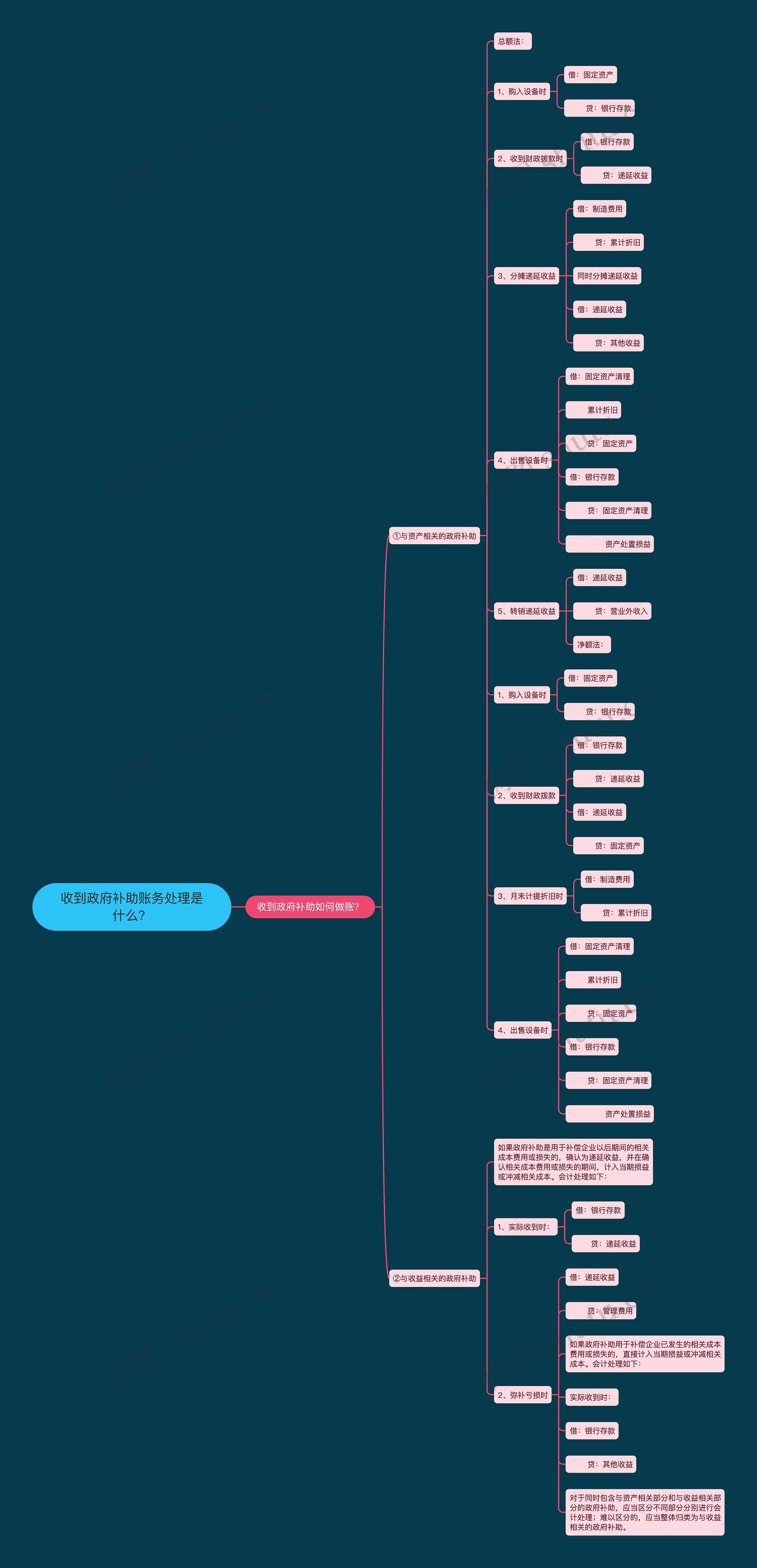 收到政府补助账务处理是什么？思维导图